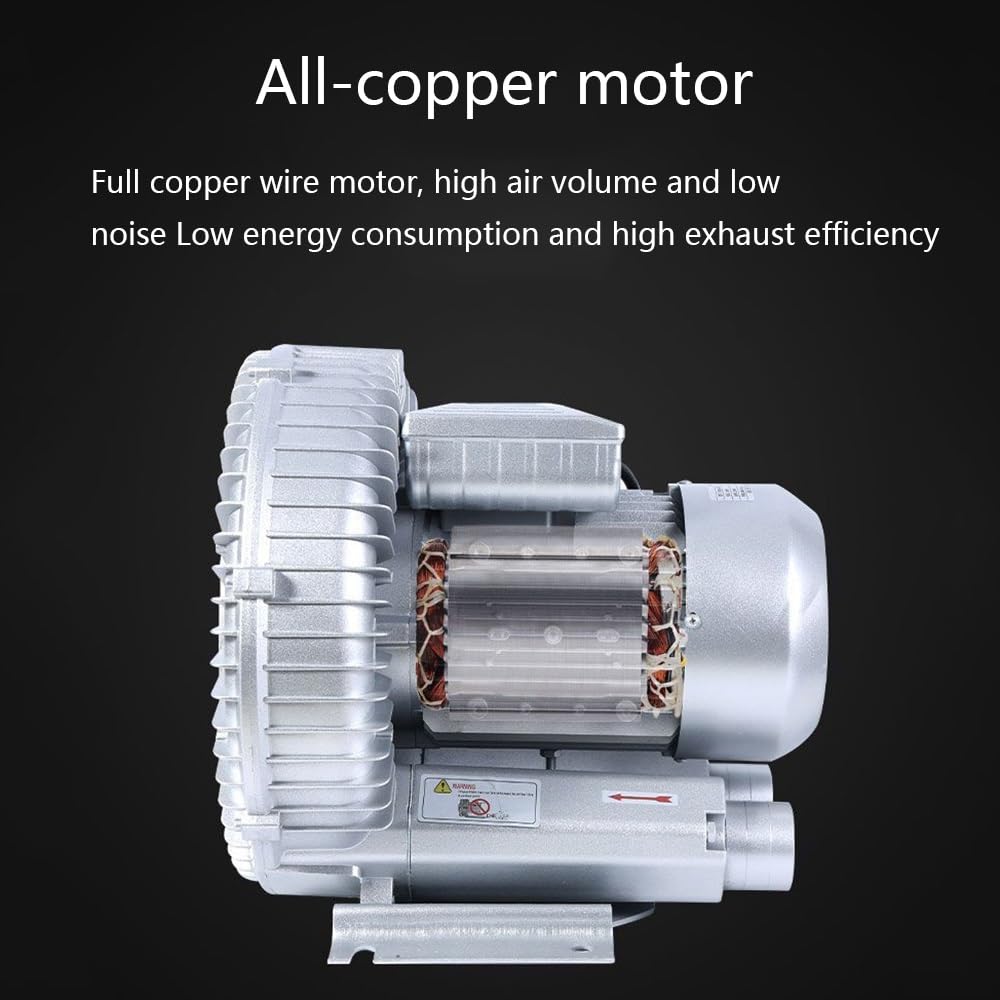 110V Regenerative Blower - 0.16HP to 1.49HP Industrial Vacuum Pump & Vortex Air Blower for Suction & Air Blowing (120W/0.16HP) - Perfect for HVAC Systems, Aquariums, and Industrial Vacuum Applications