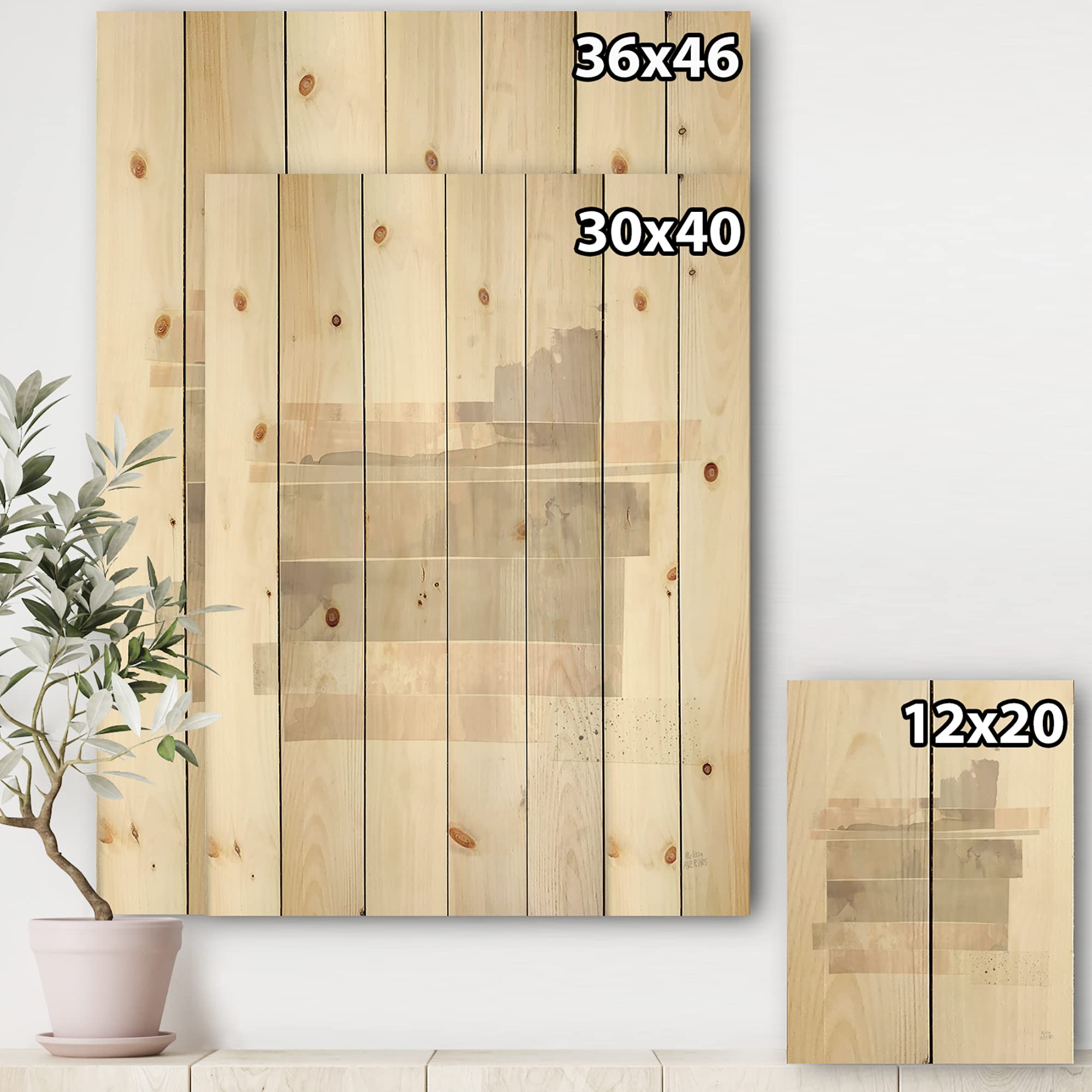 DesignQ Geometric Neutral Form II Shabby Chic Wood Wall Decor - Brown Abstract Wood Wall Art - Large Natural Pine Wood Panels - Perfect for Living Room, Bedroom & Office Decor