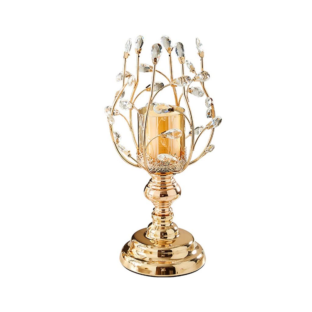 UNNS Nordic Crystal Glass Candelabra Candle Holder - Hollow Design Elegant Candle Stand for Dining Table, Living Room, Kitchen Decor - Medium Size Candlestick Holder for Wedding, Party & Home Decoration