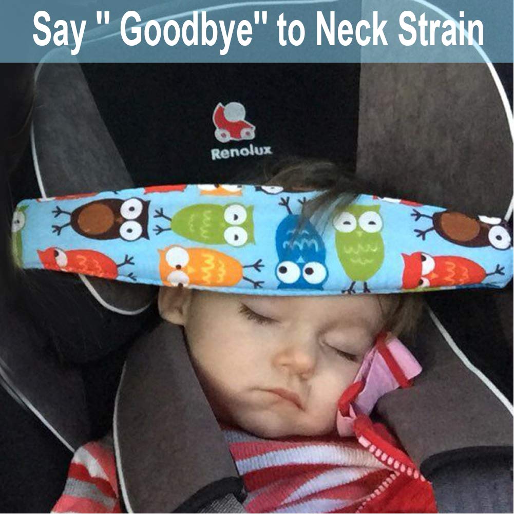Holoras Adjustable Baby Car Seat Head Support - Toddler Neck Pillow for Stroller & Car Safety - Soft & Comfortable Infant Headrest (Blue) - Perfect for Long Trips & Newborn Travel Comfort