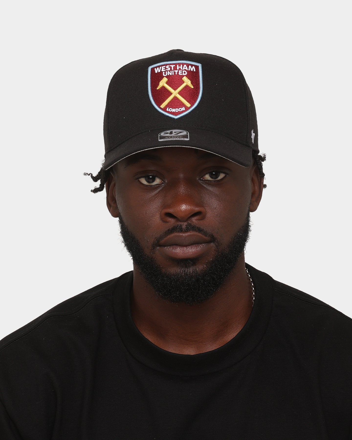 47 Brand West Ham United Football Club Replica 47 MVP DT Snapback Black Hat - Adjustable Baseball Cap for Men & Women - Perfect for Sports Fans, Game Day & Casual Wear