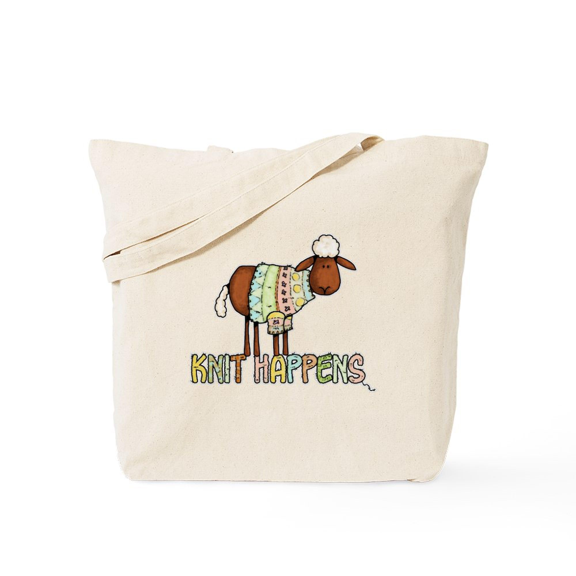 Knit Happens Tote Bag - Natural Canvas Reusable Shopping Bag for Groceries, Beach & Daily Use | Eco-Friendly Cotton Tote with Funny Knitting Design