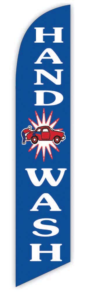 12ft Blue Hand Car Wash Advertising Feather Flag - Replacement Flag Only (No Pole Set Included) | Perfect for Car Wash Promotions, Grand Openings & Outdoor Events