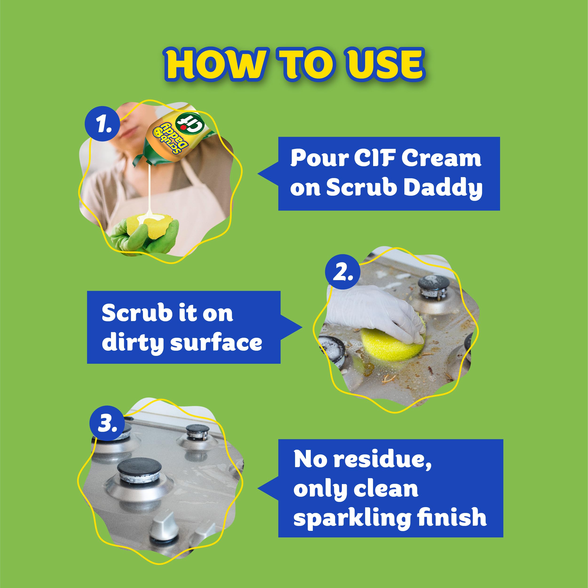 Scrub Daddy Sponges & Cif All Purpose Cleaner Lemon - Non-Scratch Kitchen & Bathroom Cleaning Sponges with Multipurpose Cleaner Cream - Best for Dishes, Countertops, Sinks & Tough Stains - Essential Cleaning Supplies Kit for Home & Office
