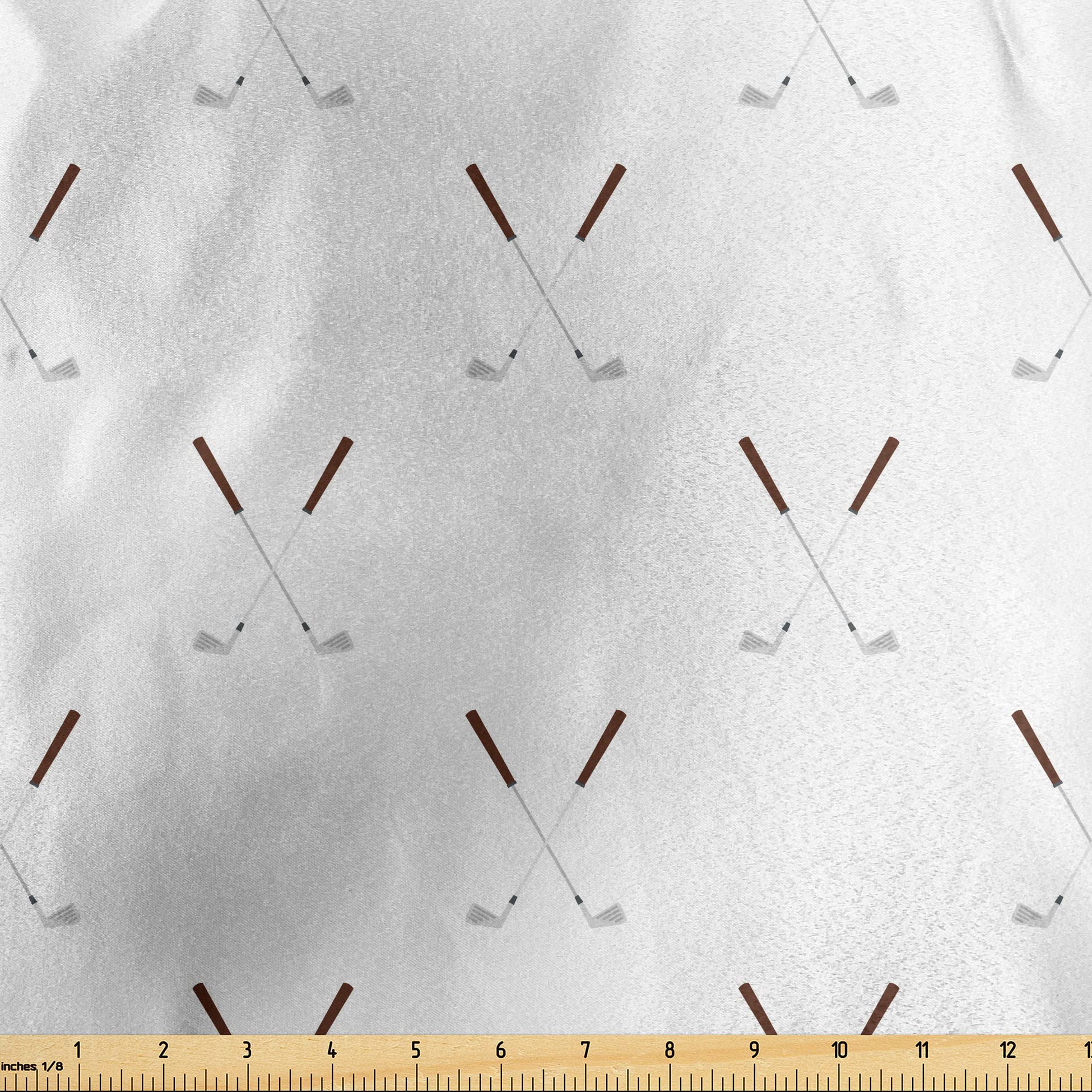 Ambesonne Golf Fabric by The Yard - Premium Satin Material with Golf Clubs Design for Sports Enthusiasts | Perfect for Home Decor, DIY Crafts, Upholstery & Sewing Projects | 3 Yards White Grey Fabric