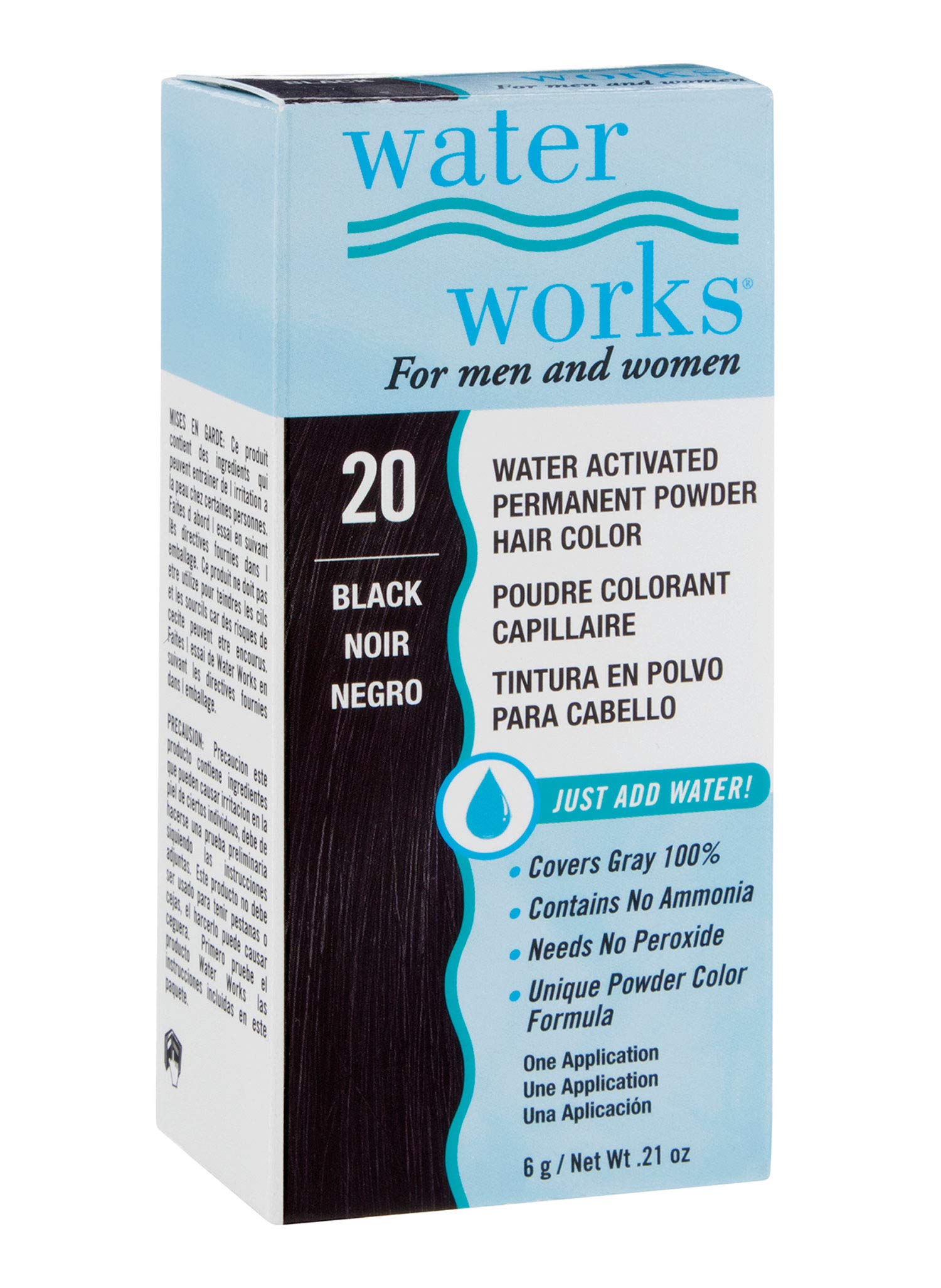 Waterworks Permanent Powder Hair Color #22 Brown Black - Long-Lasting Natural-Looking Hair Dye for Women & Men | Perfect for At-Home Salon, DIY Hair Coloring & Touch-Ups