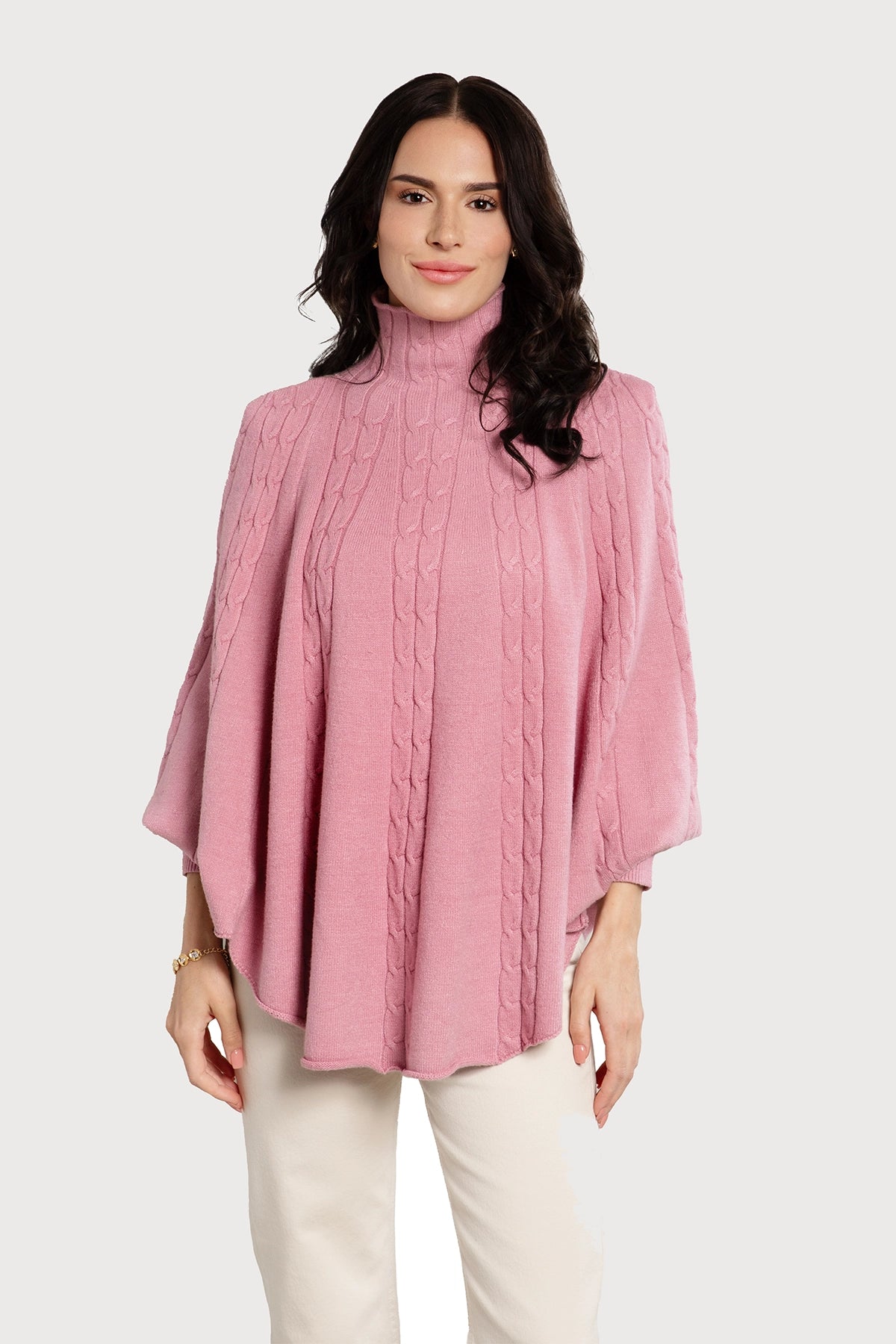 Women's Chunky Cable Knit Turtleneck Poncho Sweater - Cozy Winter Pullover for Casual Outfits & Holiday Gatherings