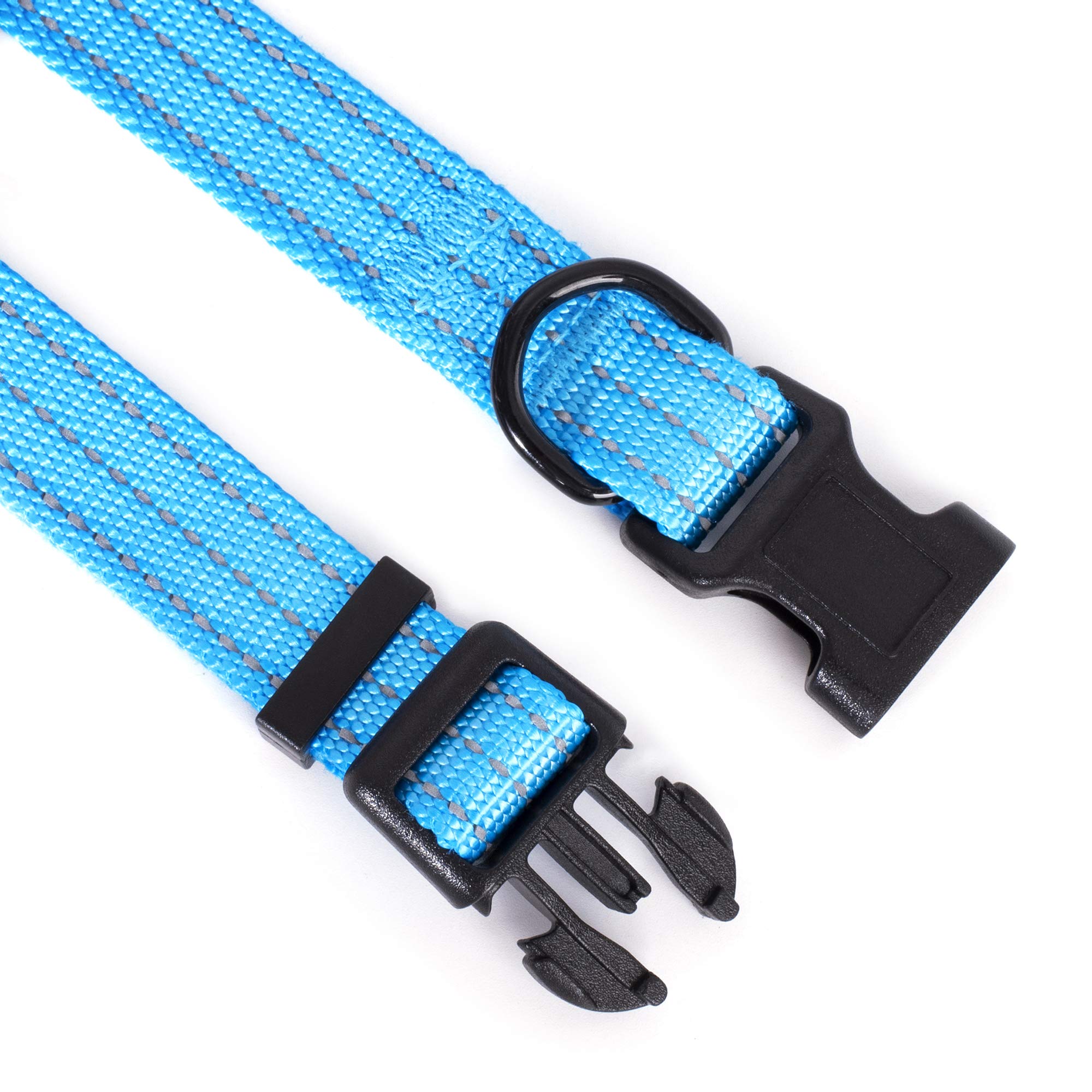 Reflective Nylon Dog Collar - Lightweight Puppy Collar for Small Dogs (Dark Blue) - Perfect for Night Walks & Outdoor Adventures
