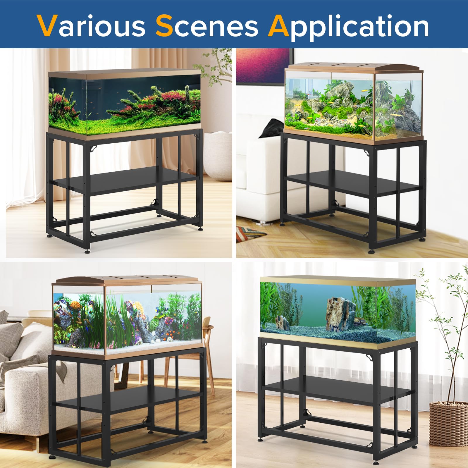 40 Gallon Fish Tank Stand - Heavy Duty Metal Aquarium Stand 36.5