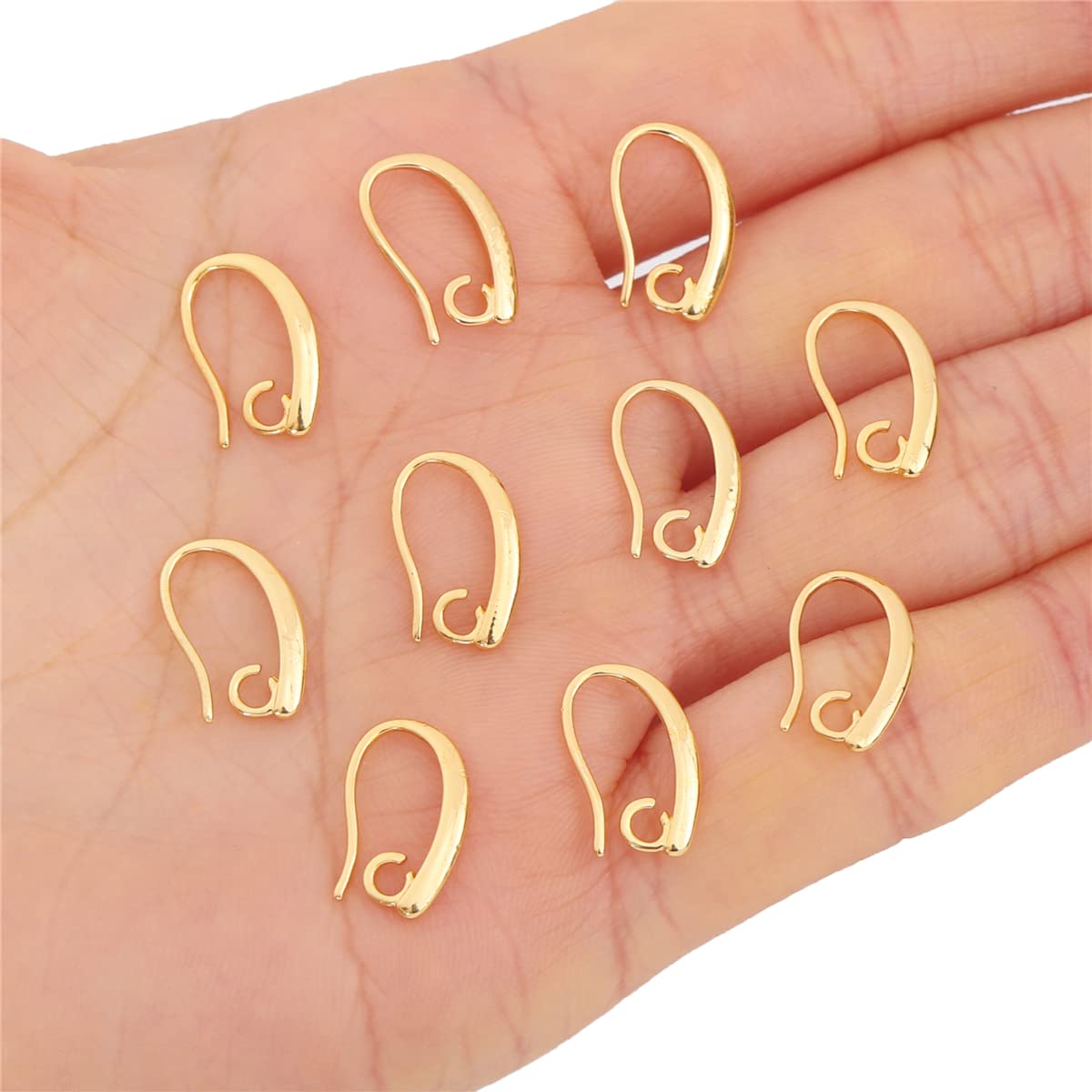 18K Gold Plated Earring Hooks 9x14mm - 20pcs Jewelry Making Supplies for DIY Earrings, Necklaces & Crafts | Perfect for Handmade Jewelry, Gift Making & Beading Projects