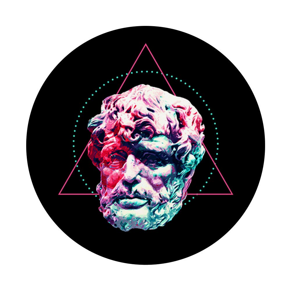 Stoic Seneca Colorful Geometric Portrait Phone Grip - Swappable PopSocket for iPhone, Samsung & Tablets | Motivational PopGrip for Daily Inspiration & Phone Protection