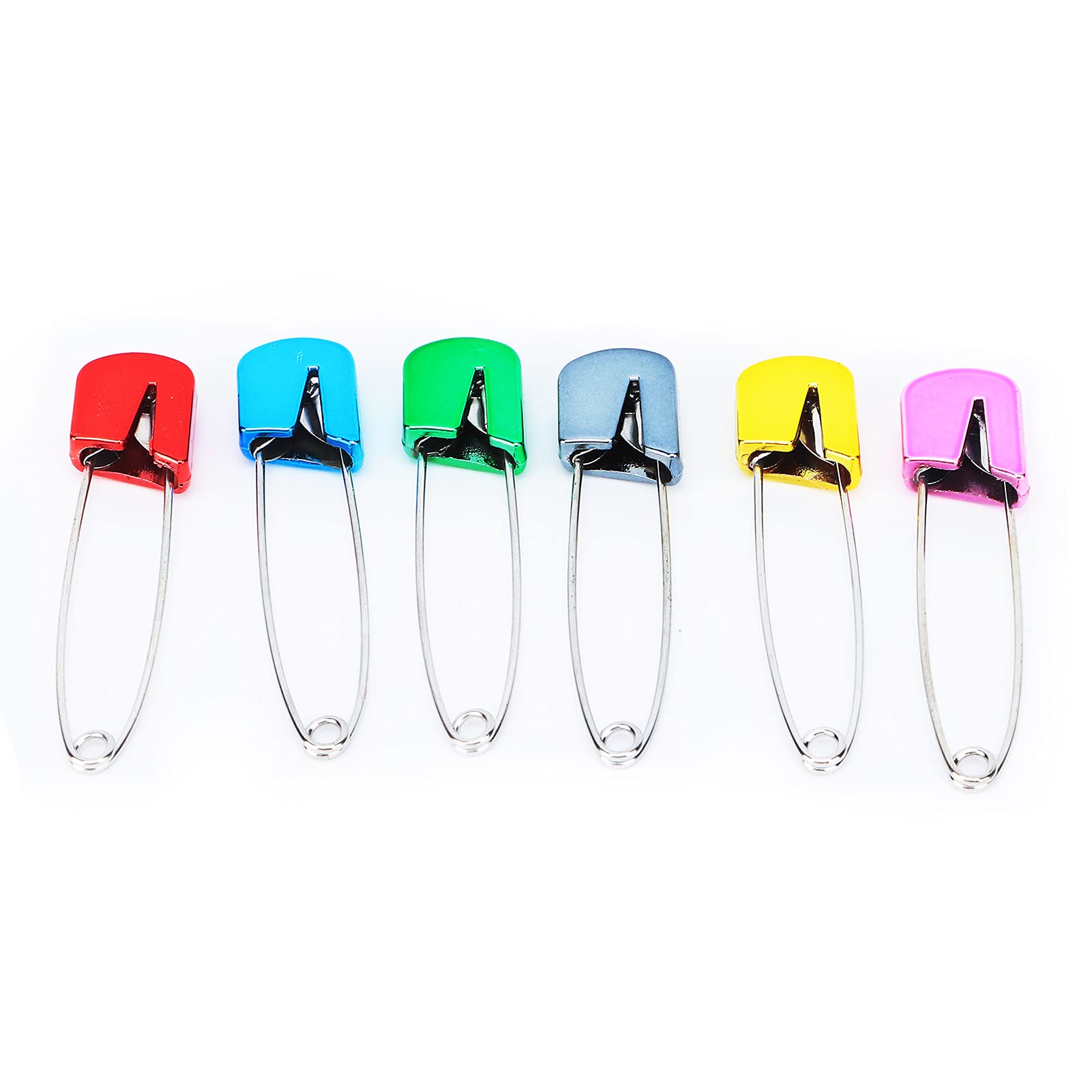 Stainless Steel Diaper Pins with Plastic Safety Locks - 6 Colorful Nappy Sewing Pins for Baby & Adult Cloth Diapers - Secure Fabric Fasteners for Knitting, DIY & Traditional Diaper Use