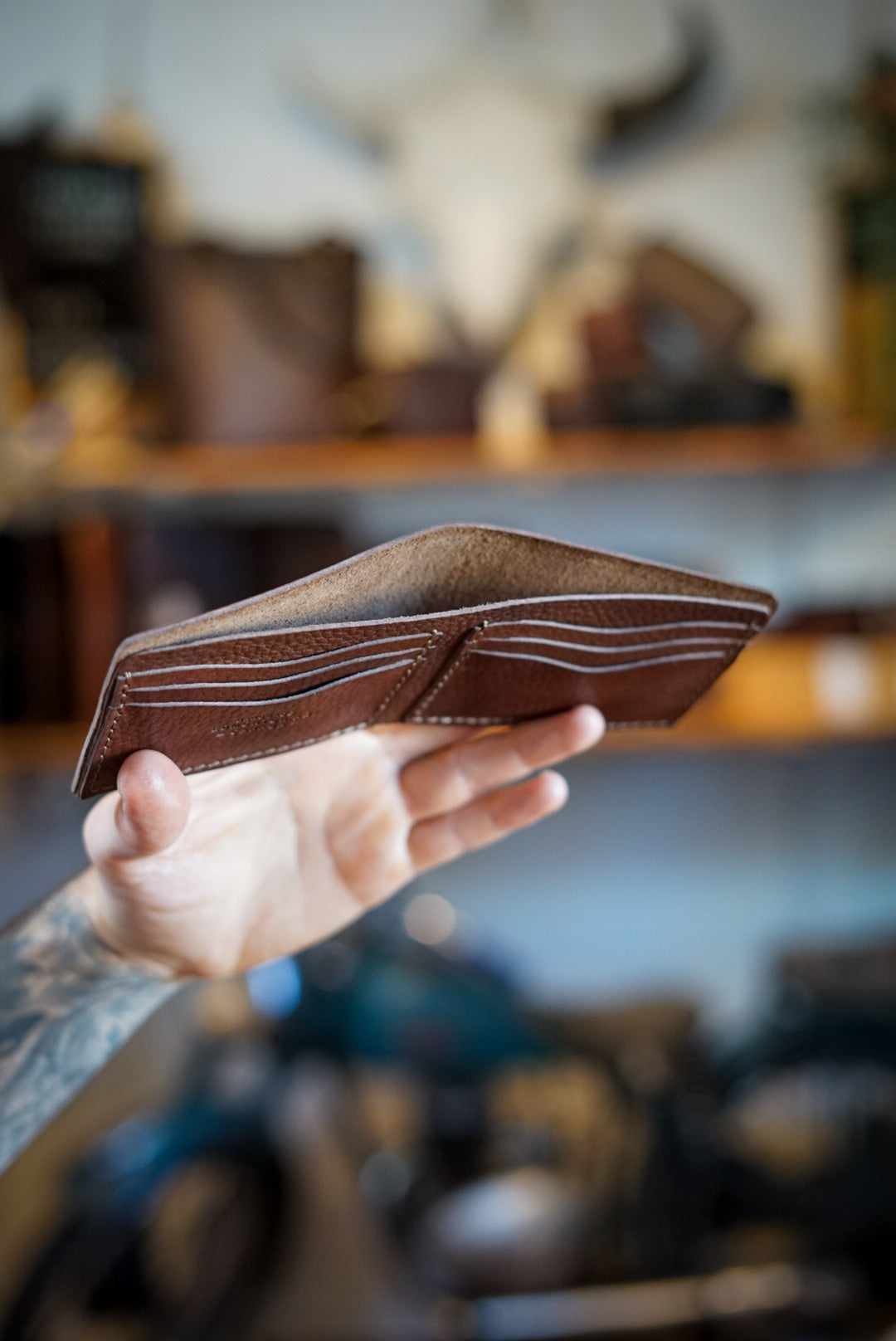 Premium Bifold Wallet for Men - Genuine Leather RFID Blocking - Rock River Cappuccino - Slim Minimalist Design for Everyday Carry & Travel