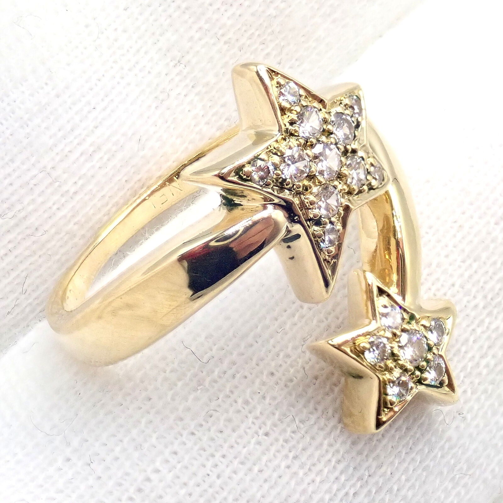 Chanel Comete 18k Yellow Gold Diamond Cocktail Ring Size 6.5 - Luxury Star Design Jewelry for Women, Perfect for Parties, Weddings & Special Occasions