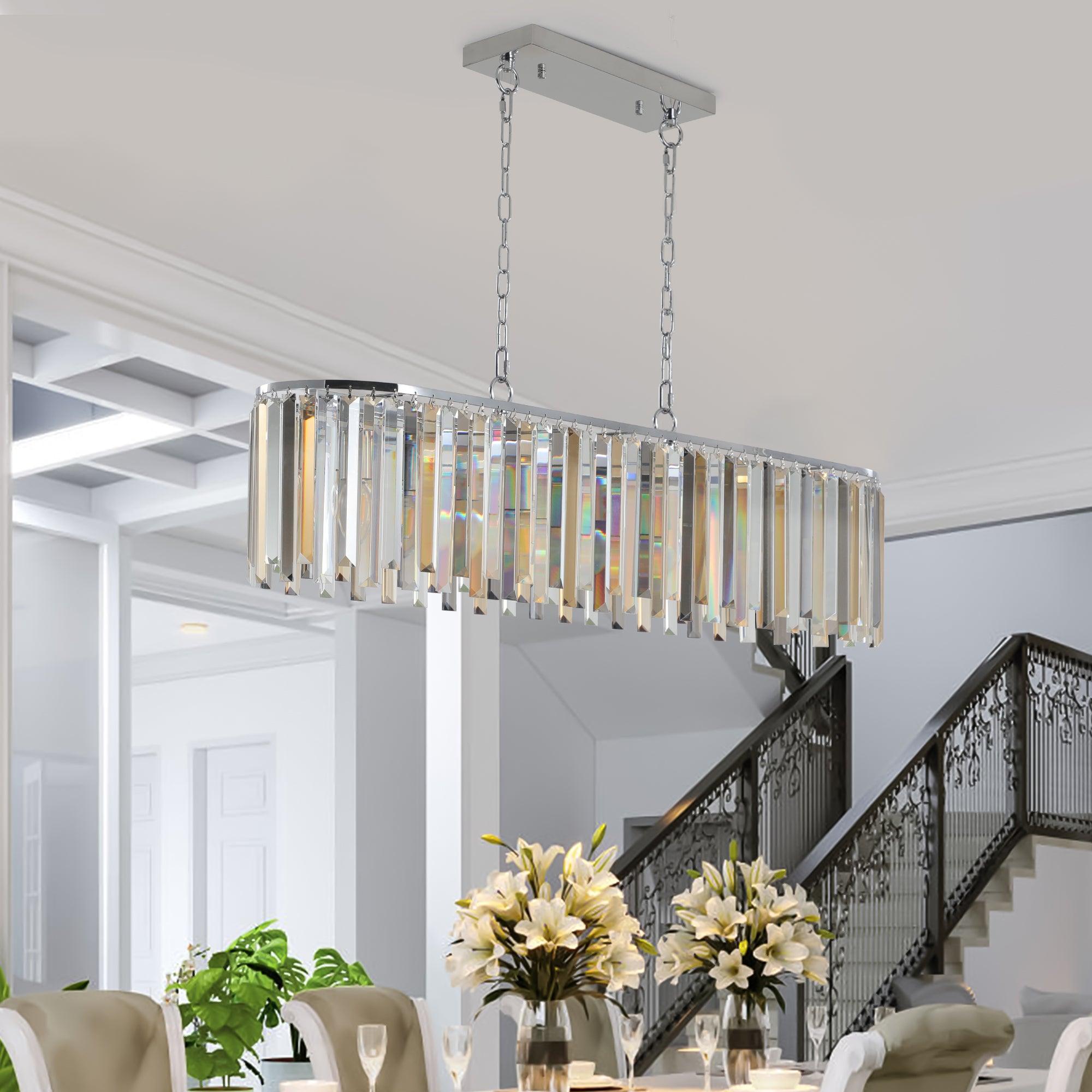 Elegant 39-Inch Crystal Ceiling Chandelier with Metal Frame & K9 Crystals - Perfect for Dining Room, Living Room, or Bedroom Lighting Decor