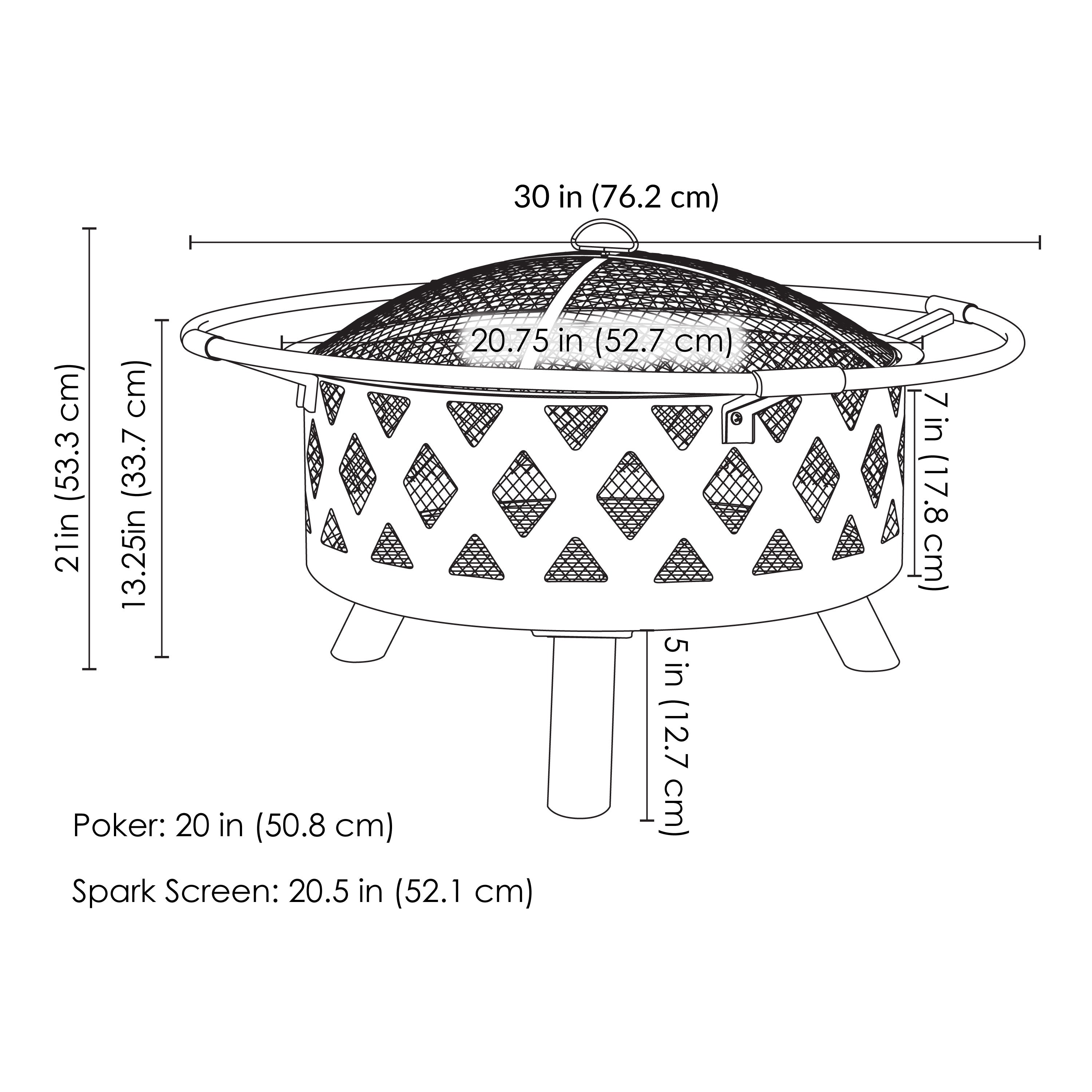 Sunnydaze Black Crossweave Wood Burning Fire Pit with Cover, Spark Screen, Grate & Poker - Outdoor Backyard Fireplace for Camping, Patio, and Garden Gatherings