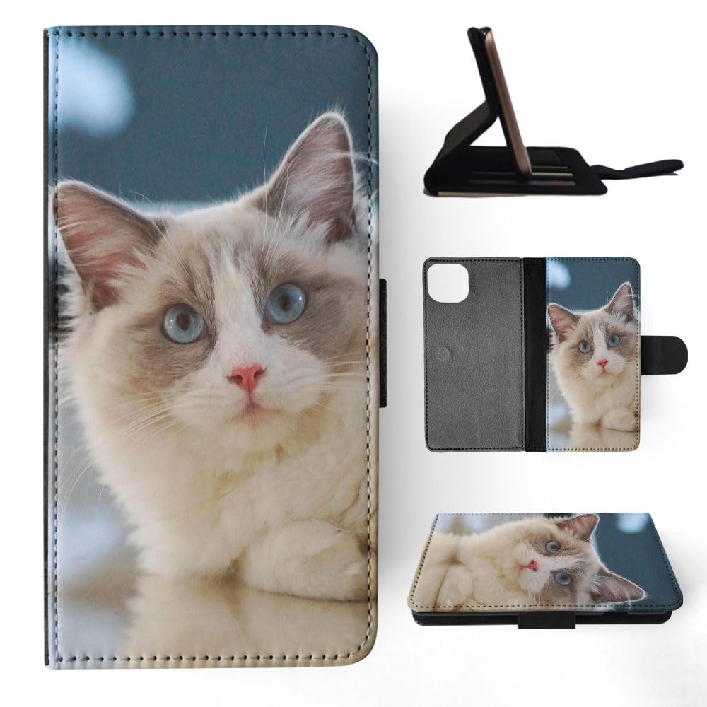 Premium Ragdoll Cat 6 Flip Wallet Phone Case for Apple iPhone 15 Plus - Stylish Protective Cover with Card Slots for Everyday Use & Travel