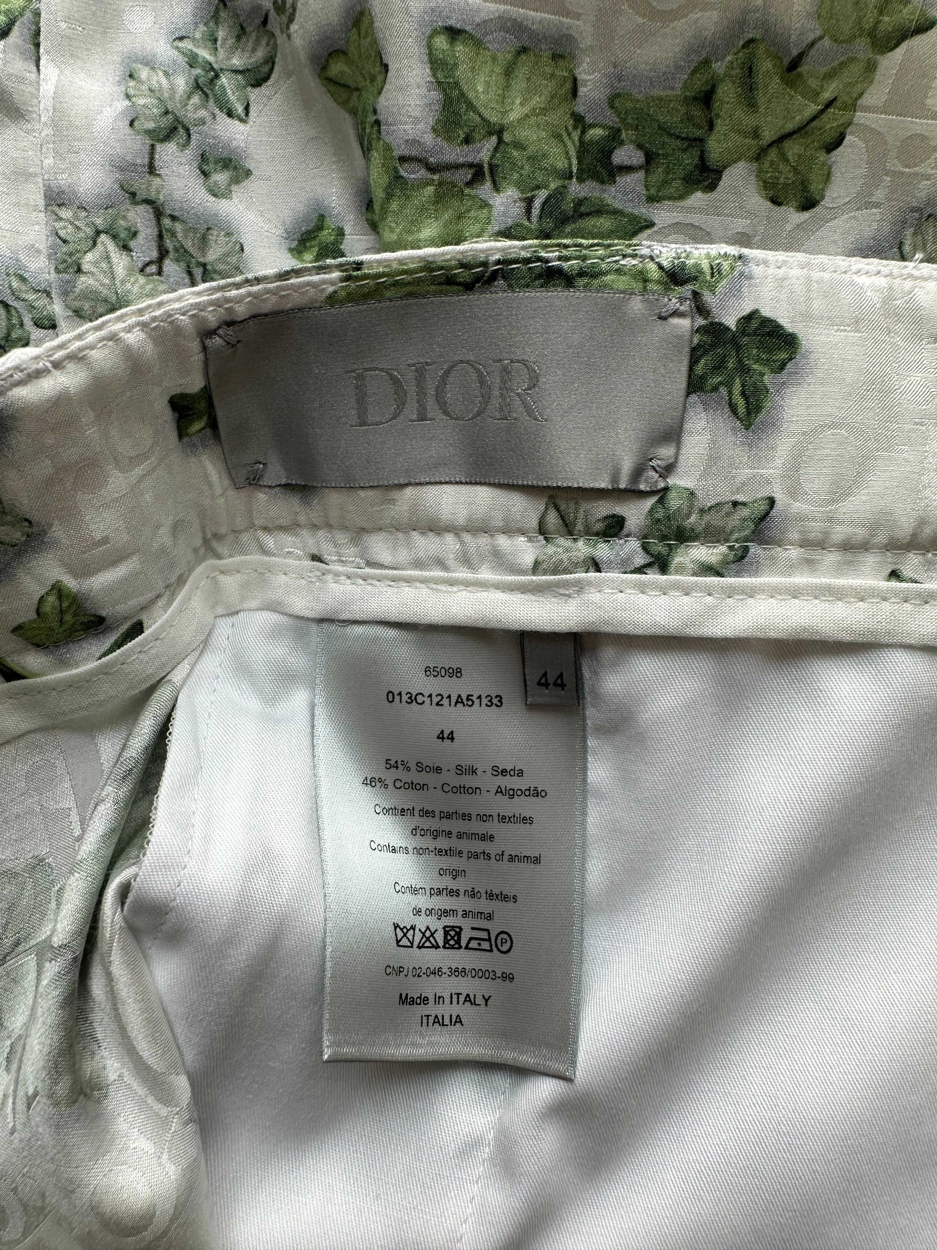 Dior Amoako Boafo White Oblique Leaf Print Shorts for Women - High Waisted Summer Fashion Shorts for Beach, Vacation & Casual Wear