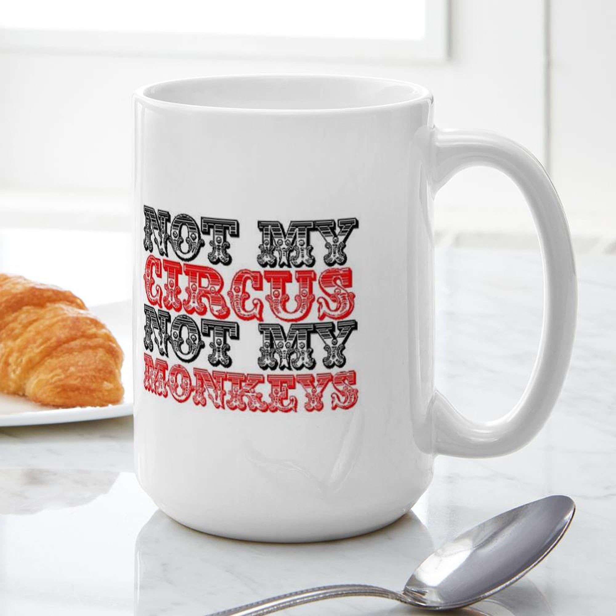 Circus Monkey Design 15 oz (444 ml) Ceramic Coffee Mug - Funny Novelty Gift for Coffee Lovers, Office Use & Home Decor