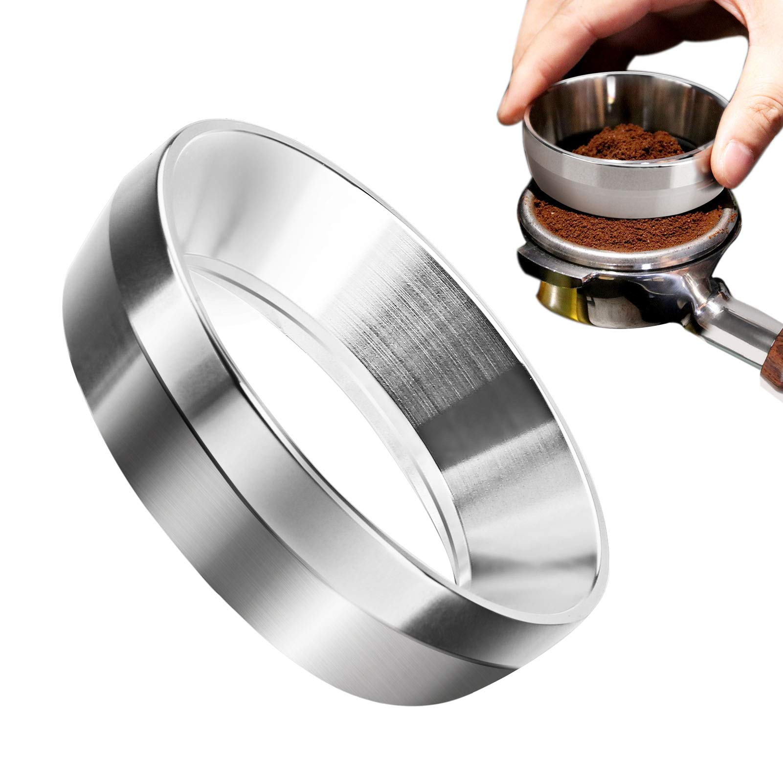 NUZYZ 54mm/58mm Stainless Steel Espresso Dosing Funnel - Compatible with Portafilter & Coffee Grinders | Barista Accessories for Perfect Espresso Shots | Home & Cafe Use