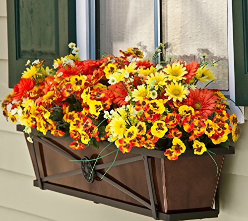 30 Inch The Medallion Tapered Iron Window Box with Oil-Rubbed Bronze Metal Liner - Elegant Flower Planter for Indoor & Outdoor Home Decor, Garden, Patio, and Balcony
