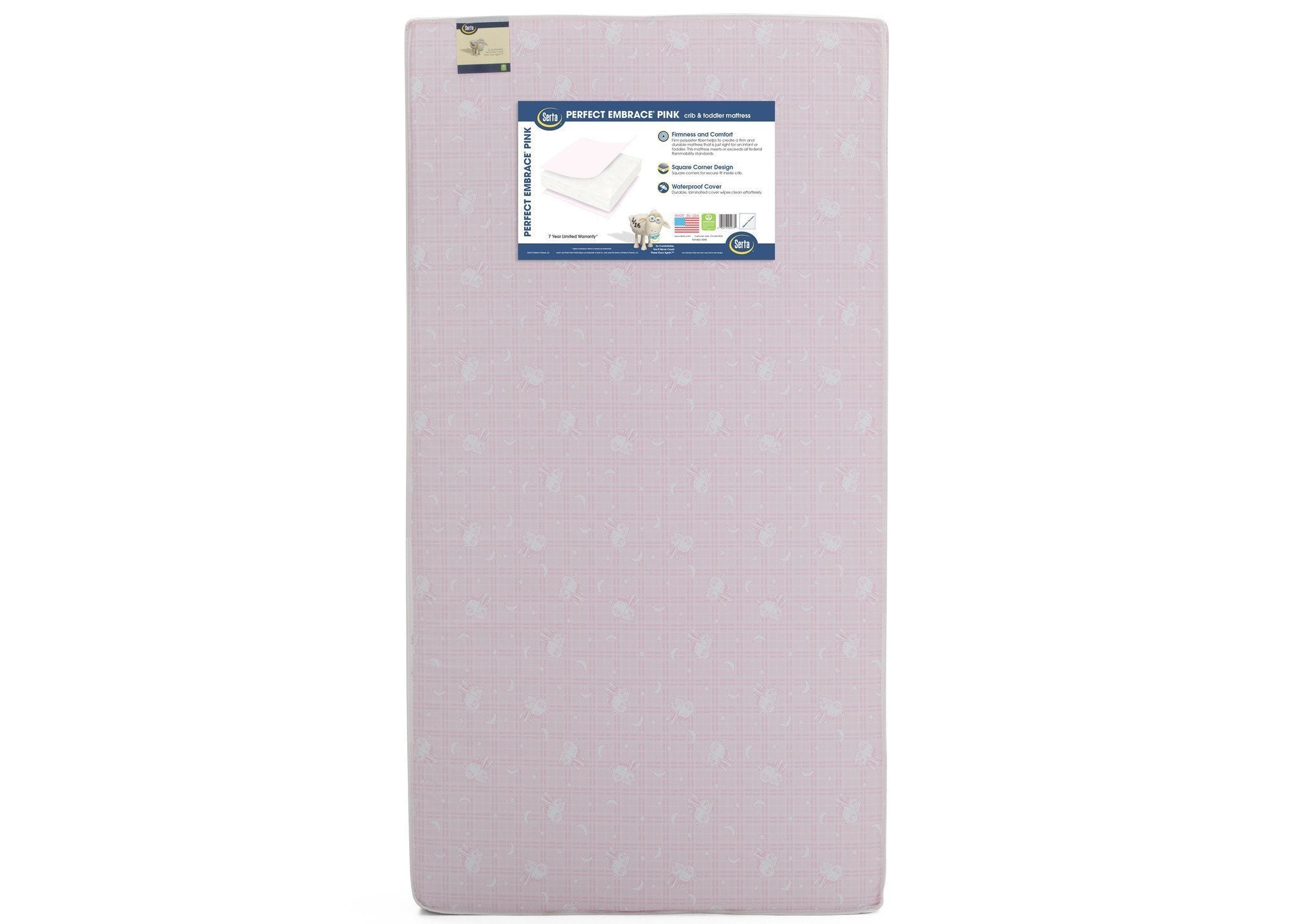 Serta Perfect Embrace® Pink Crib & Toddler Mattress - Breathable, Hypoallergenic Baby Bed for Safe Sleep | Nursery & Daycare Use