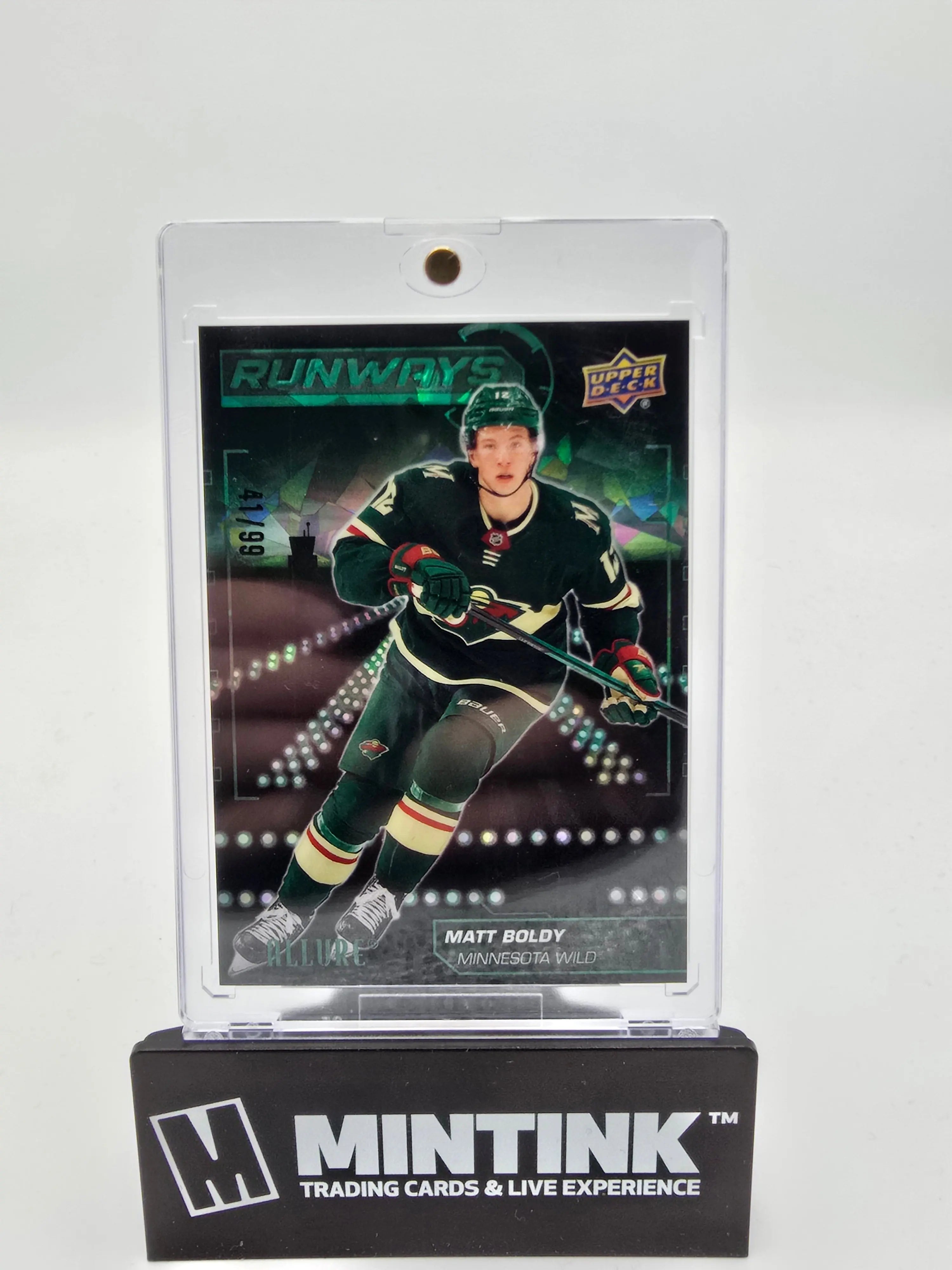 2022-23 Upper Deck Allure Hockey Matt Boldy Rookie Runways Green Parallel /99 - Rare Collectible Hockey Card for Trading & Display