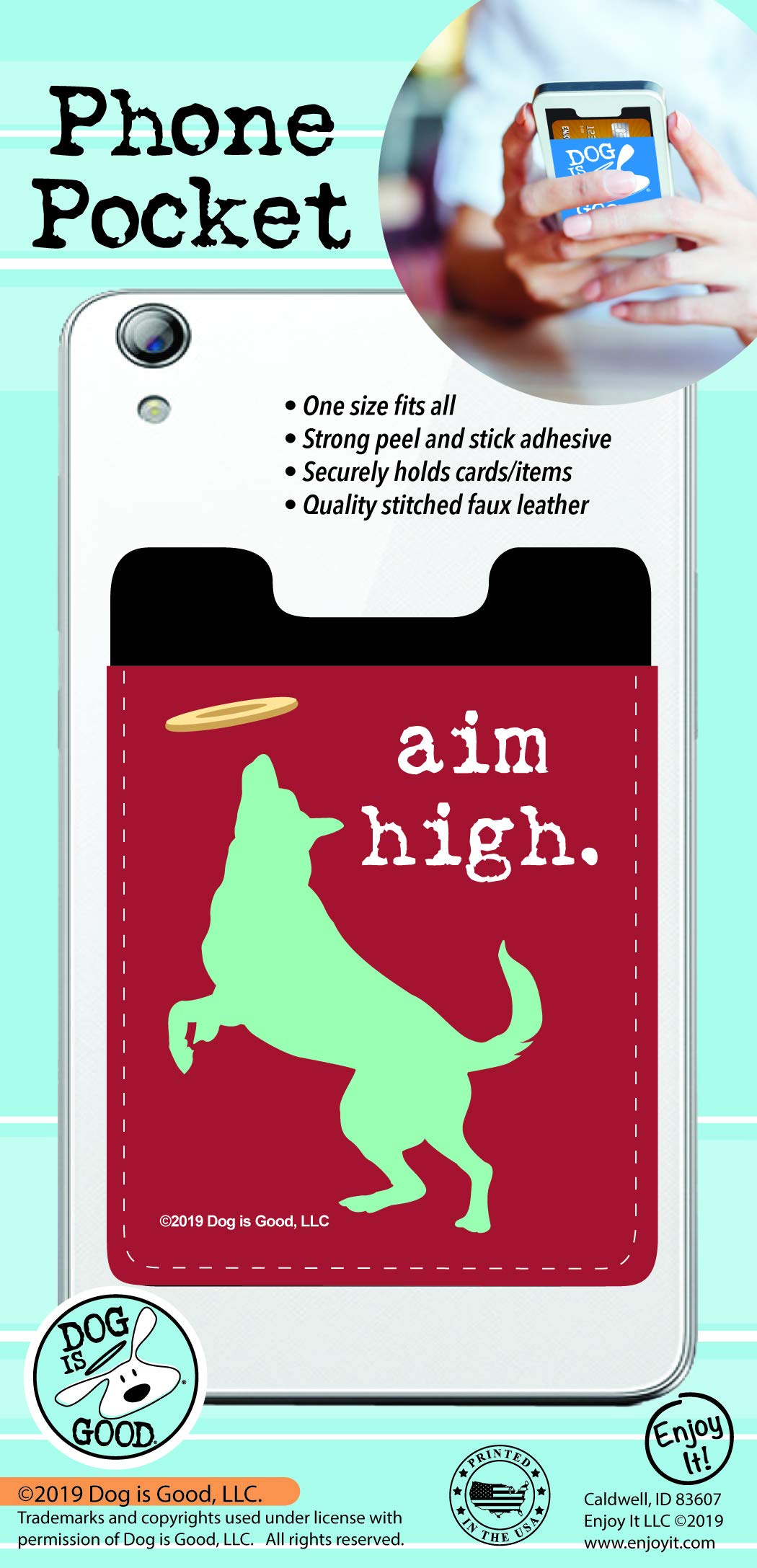 Enjoy It Dog Phone Pocket - Peel & Stick Smartphone Wallet for Credit Cards & IDs | Perfect for Running, Travel & Everyday Use
