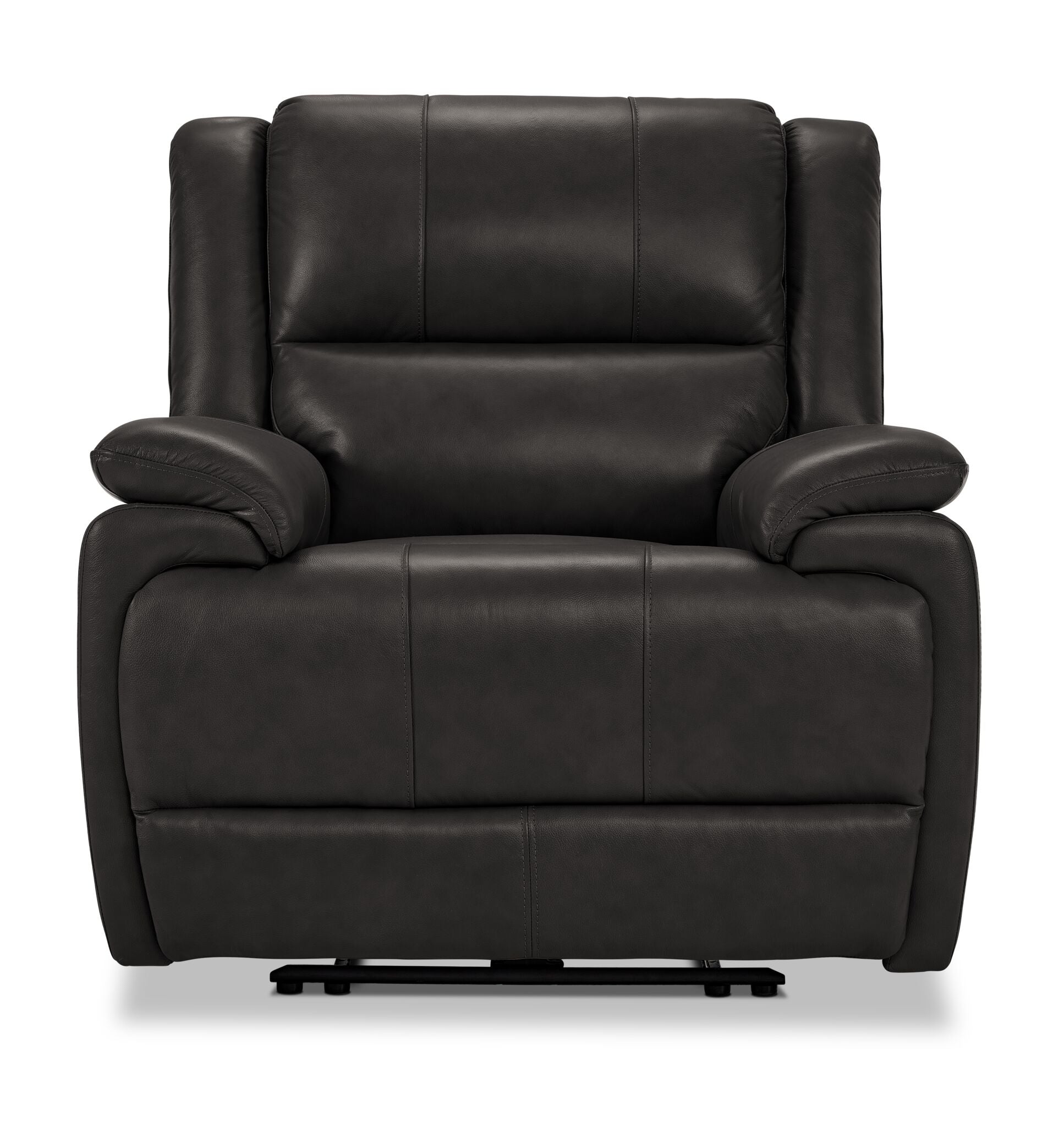 Allie Leather Dual Power Recliner Chair - Granite Color - Adjustable Electric Reclining Sofa for Living Room, Home Theater & Office Comfort