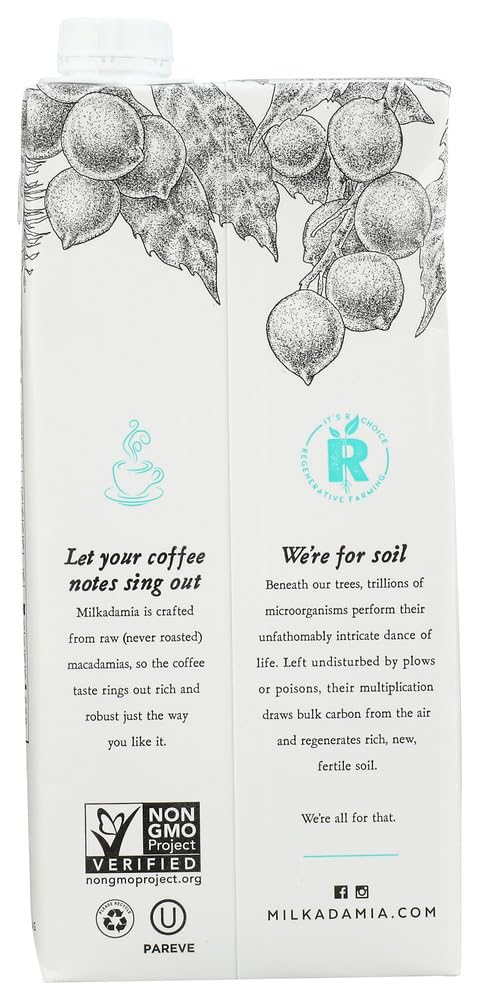 milkadamia Macadamia Milk Latte Da Barista Blend - 32 Oz (Pack of 2) | Dairy-Free Coffee Creamer Alternative for Lattes, Smoothies & Baking