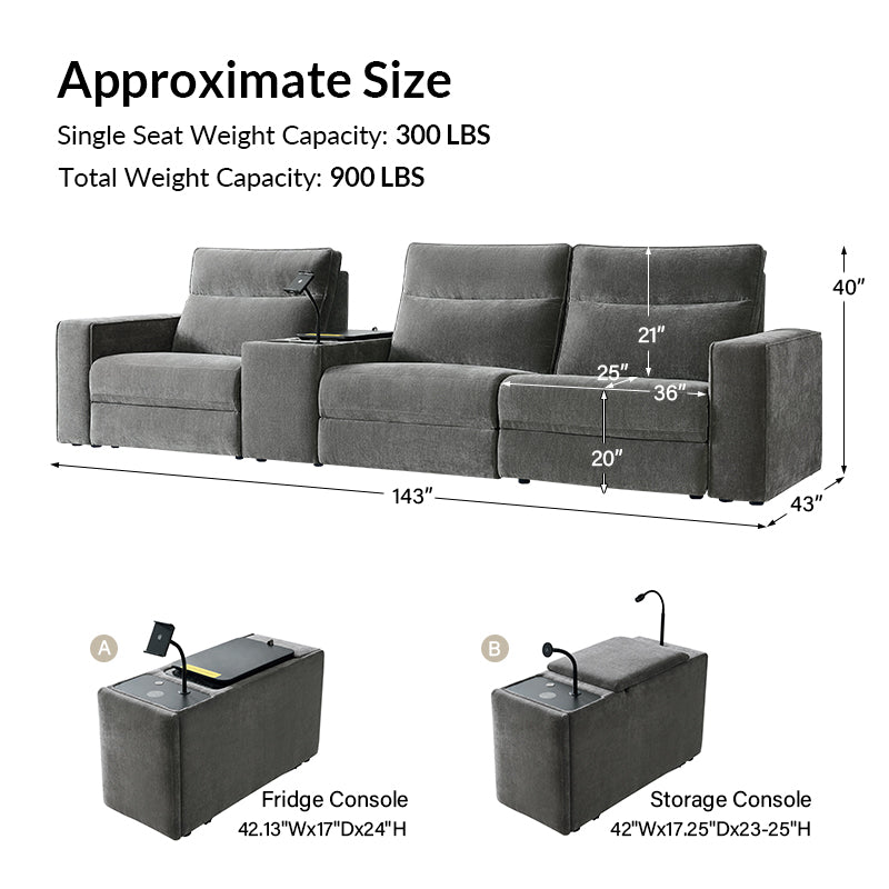 EliteNest Smart Reclining Theater Sofa with Built-in Bluetooth Speakers - Luxury Home Theater Seating for Movie Nights & Gaming Setup