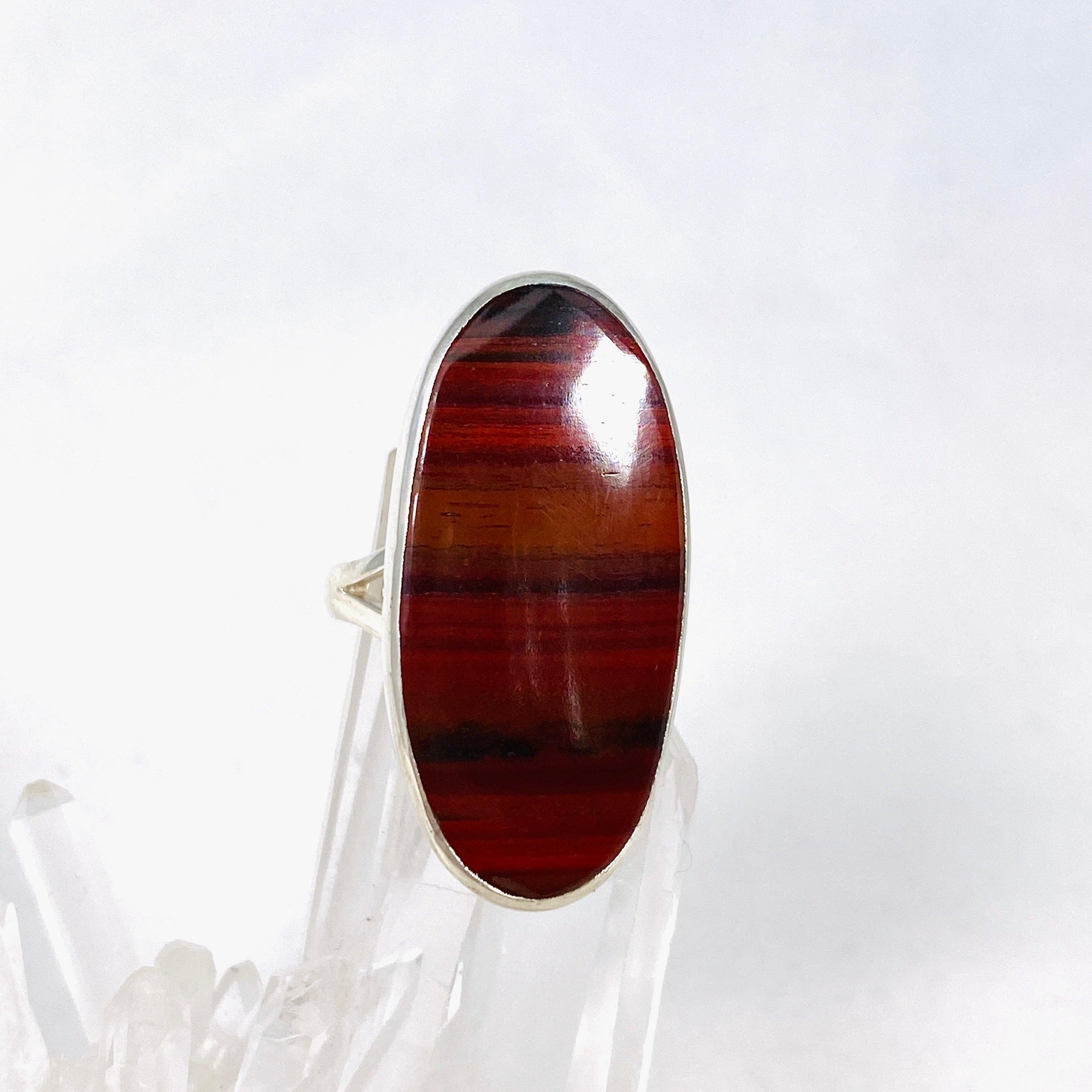 Natural Red Jasper Oval Ring for Women - Size 7 Healing Crystal Jewelry KRGJ3085 | Spiritual Gift, Meditation Accessory, Energy Balancing Fashion Statement