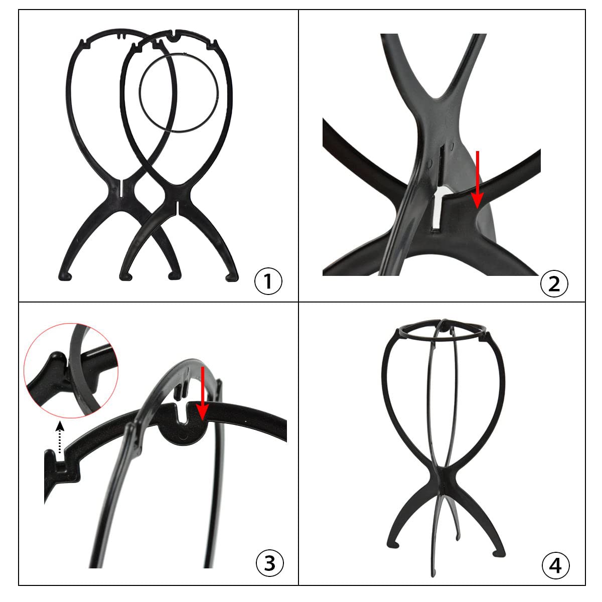 YTBYT Portable Folding Wig Stand - Adjustable Black Wig Display Holder for Styling, Storage & Travel | Perfect for Salons, Home Use & Cosplay