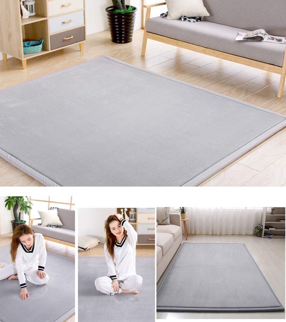 Soft Coral Velvet Baby Play Mat - 6.6x8ft Non-Slip Nursery Rug for Toddlers & Kids Room | Crawling Mat, Yoga Exercise Pad | Perfect for Playtime, Learning & Floor Activities (Gray)
