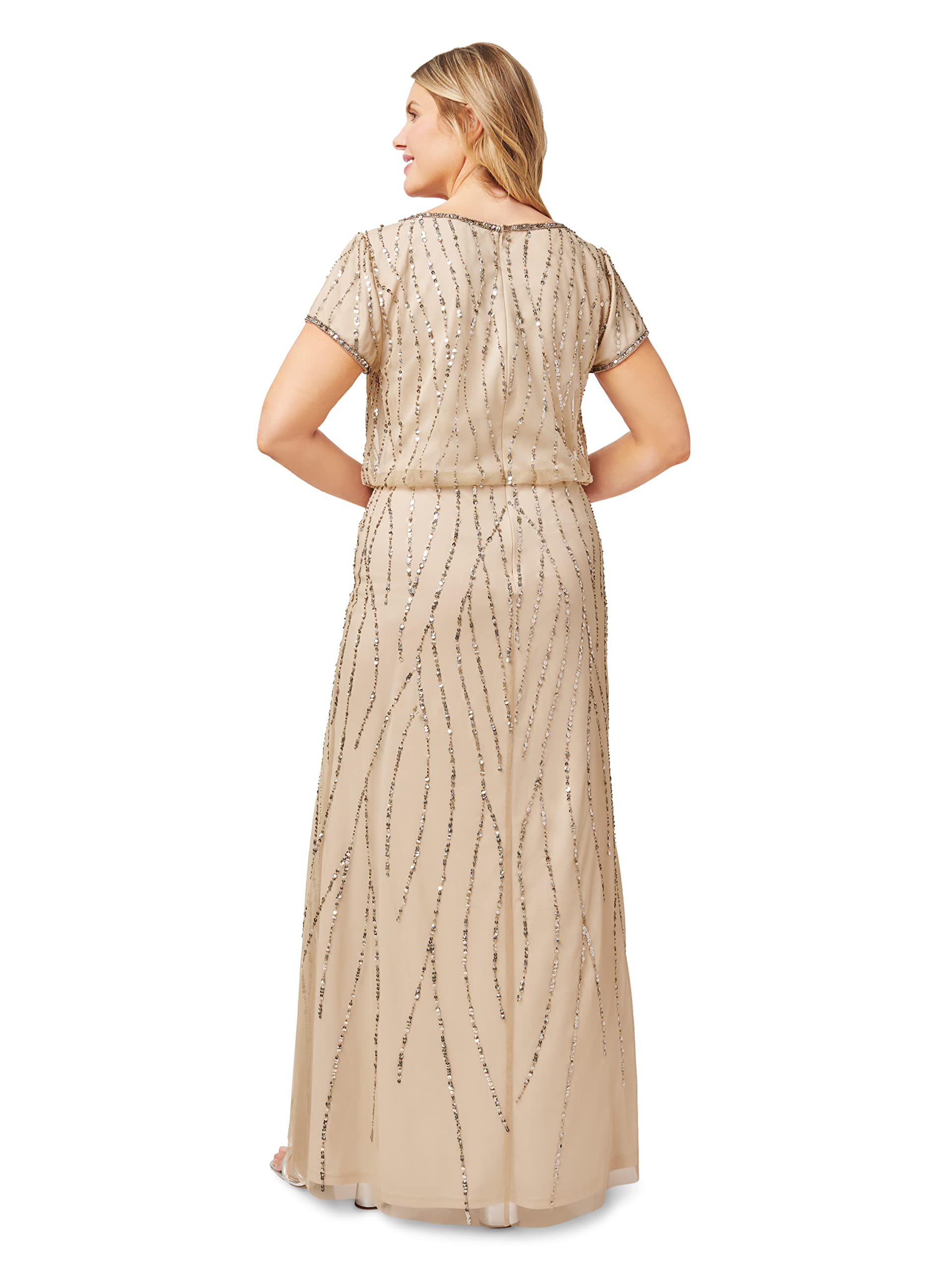 Adrianna Papell Women's Beaded Blouson Dress - Elegant Party Gown for Weddings, Cocktail Events & Evening Occasions