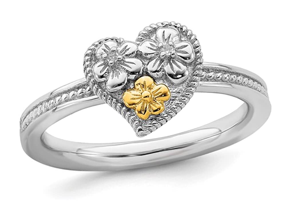 Sterling Silver Flower Heart Ring for Women - Elegant Floral Jewelry Gift for Her - Perfect for Valentine's Day, Anniversary & Special Occasions