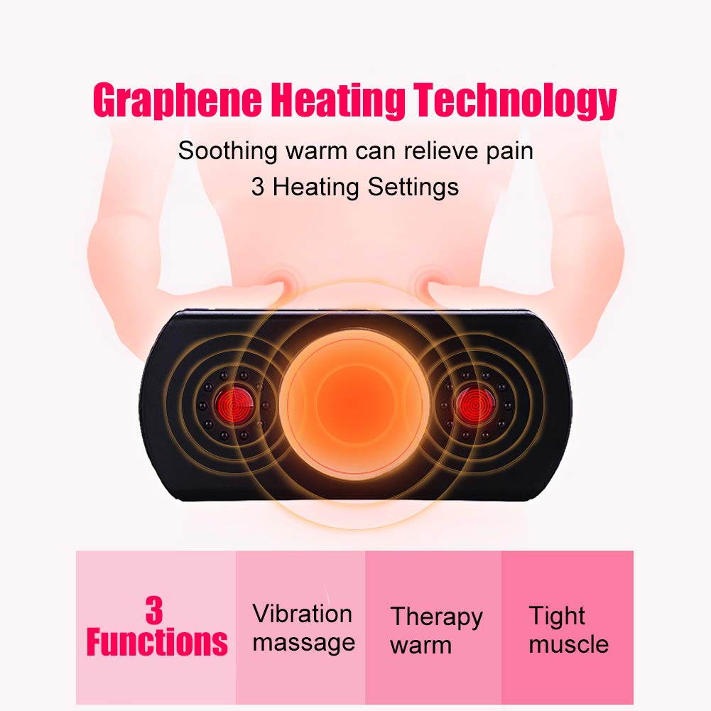 WOOLALA Heated Vibrating Abdominal Massage Belt - Therapy Waist Wrap for Back Pain Relief, Muscle Strains & Sprains - Perfect for Home, Office & Post-Workout Recovery