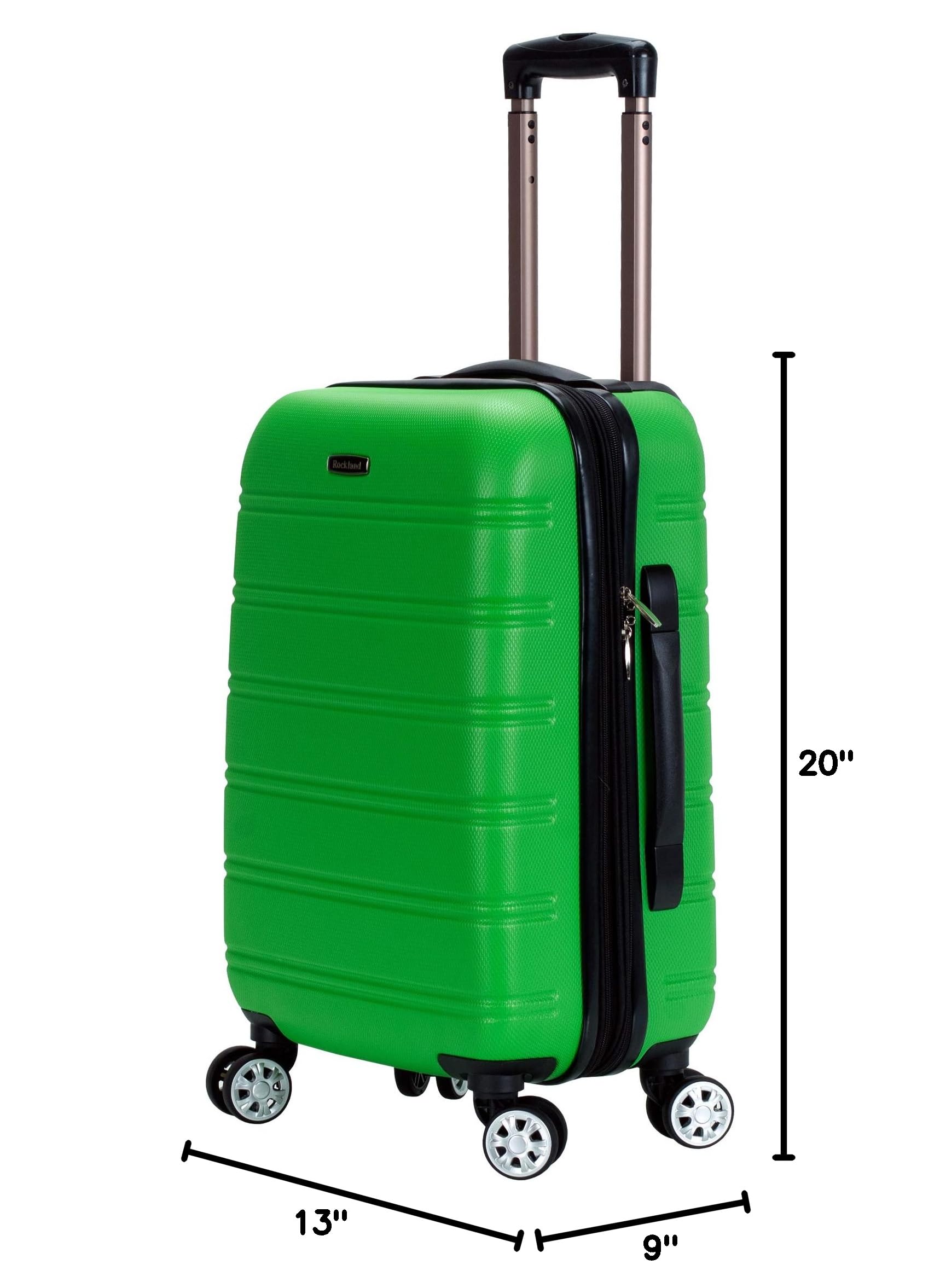Rockland Melbourne 20-Inch Expandable Hardside Spinner Luggage, Green Carry-On Suitcase - Perfect for Air Travel, Business Trips & Weekend Getaways