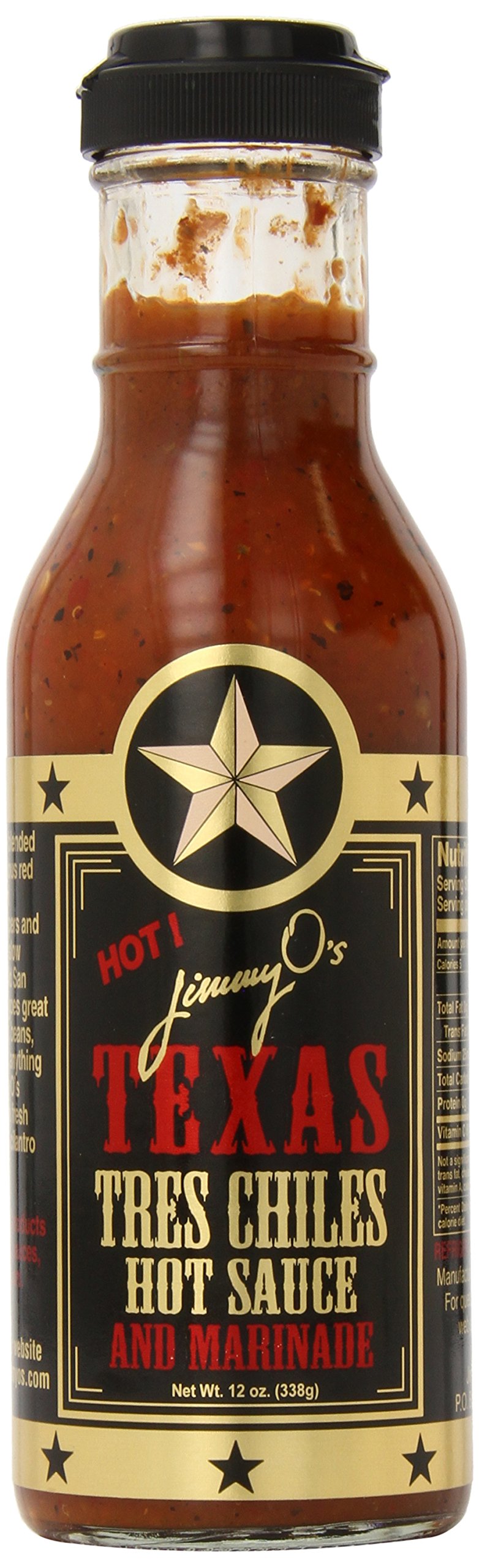 Jimmy O's Texas Tres Chiles Hot Sauce and Marinade - 12oz Bottle | Spicy Flavor Enhancer for Tacos, Wings, BBQ & Grilling | Authentic Texas Style Hot Sauce