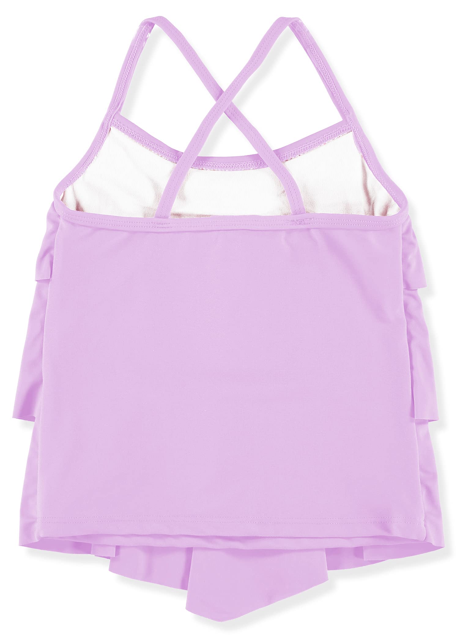 Girls 2-Piece Tankini Swimsuit Set - Solid Color Tiered Bikini for Kids Ages 6-12 | Perfect for Beach, Pool, and Summer Vacation Outfits