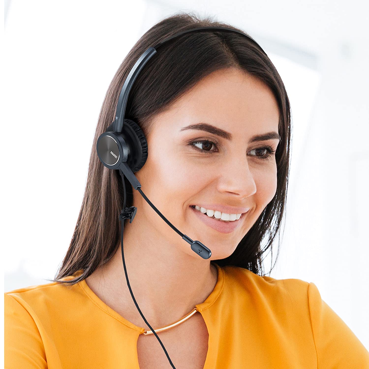 MAIRDI Noise Canceling Telephone Headset with Microphone - Binaural Office Headset with RJ9 Jack & 3.5mm Connector for Call Center, Desk Phone, Cell Phone, PC & Laptop - Compatible with Cisco 7941 7965 6941 7861 8811 8961 - Perfect for Remote Work, Customer Service & Business Calls