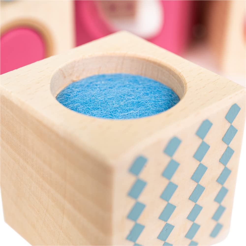 Bigjigs Toys FSC Certified Wooden Sensory Blocks - Natural Wood Building Toys for 1 2 3 Year Olds - Montessori Learning Toys for Toddlers & Babies - Perfect for Early Childhood Development & Sensory Play