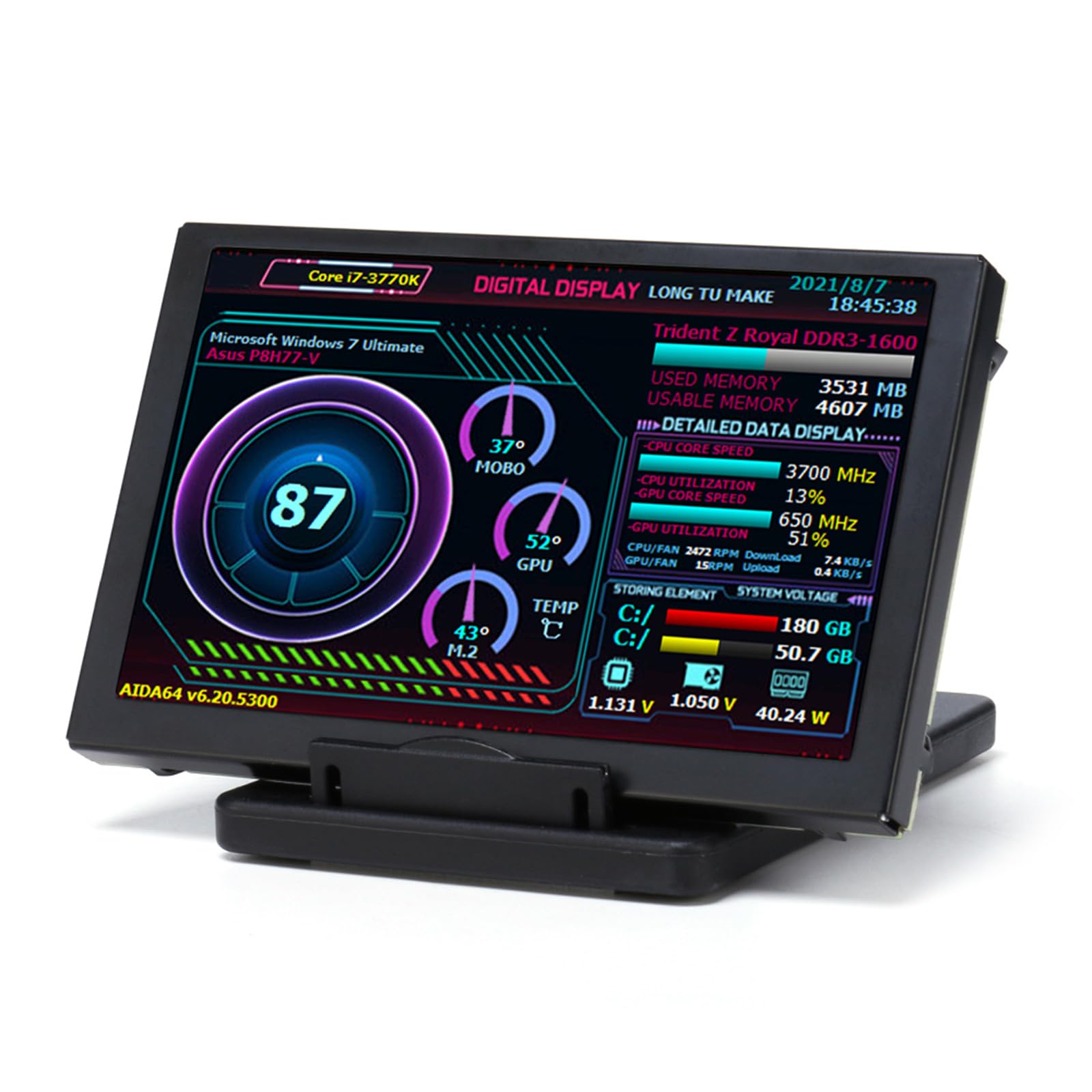 BEBIKR 5 Inch IPS USB-C Secondary Monitor for PC - Portable ITX Case Display with AIDA64 Support | Perfect for Gaming Rigs, Workstations & System Monitoring