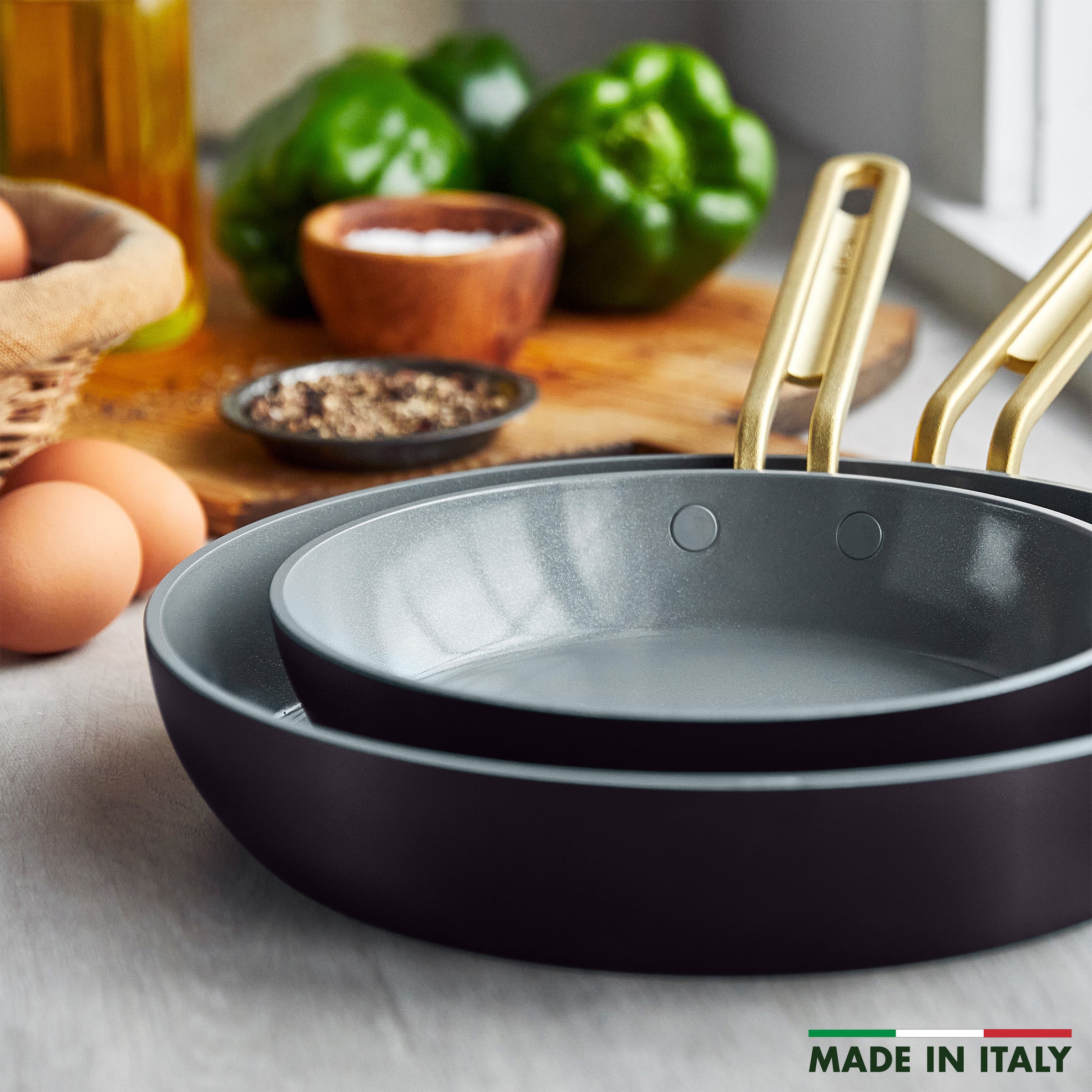 Stanley Tucci™ Ceramic Nonstick 8 & 10 Inch Fry Pan Set - PFOA Free Cookware for Healthy Cooking | Perfect for Sautéing, Frying & Everyday Meals