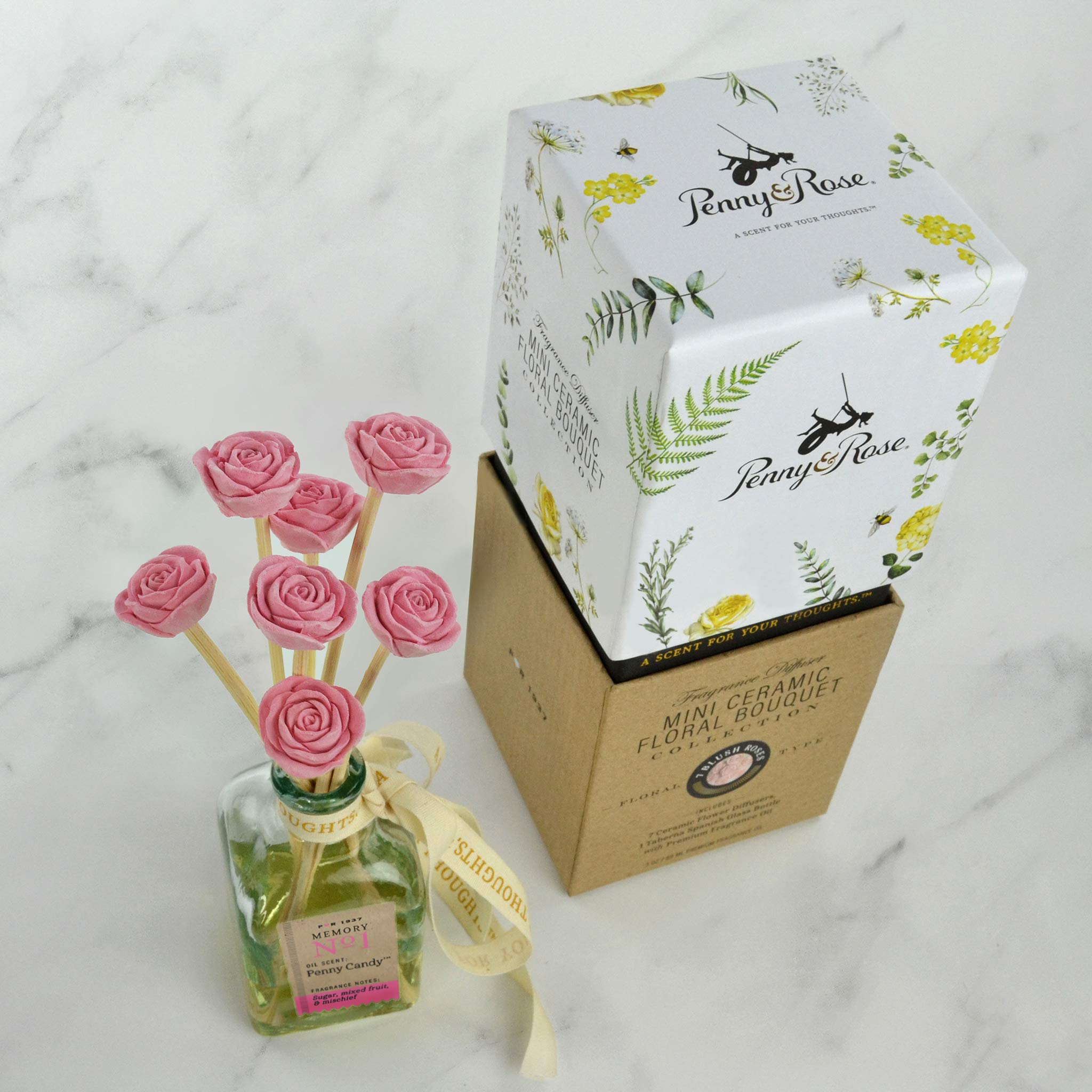 Penny & Rose Ceramic Rose Essential Oil Diffuser - Aromatherapy Scented Home Decor for Relaxation, Bedroom, Office & Spa | Penny Candy Fragrance Oil