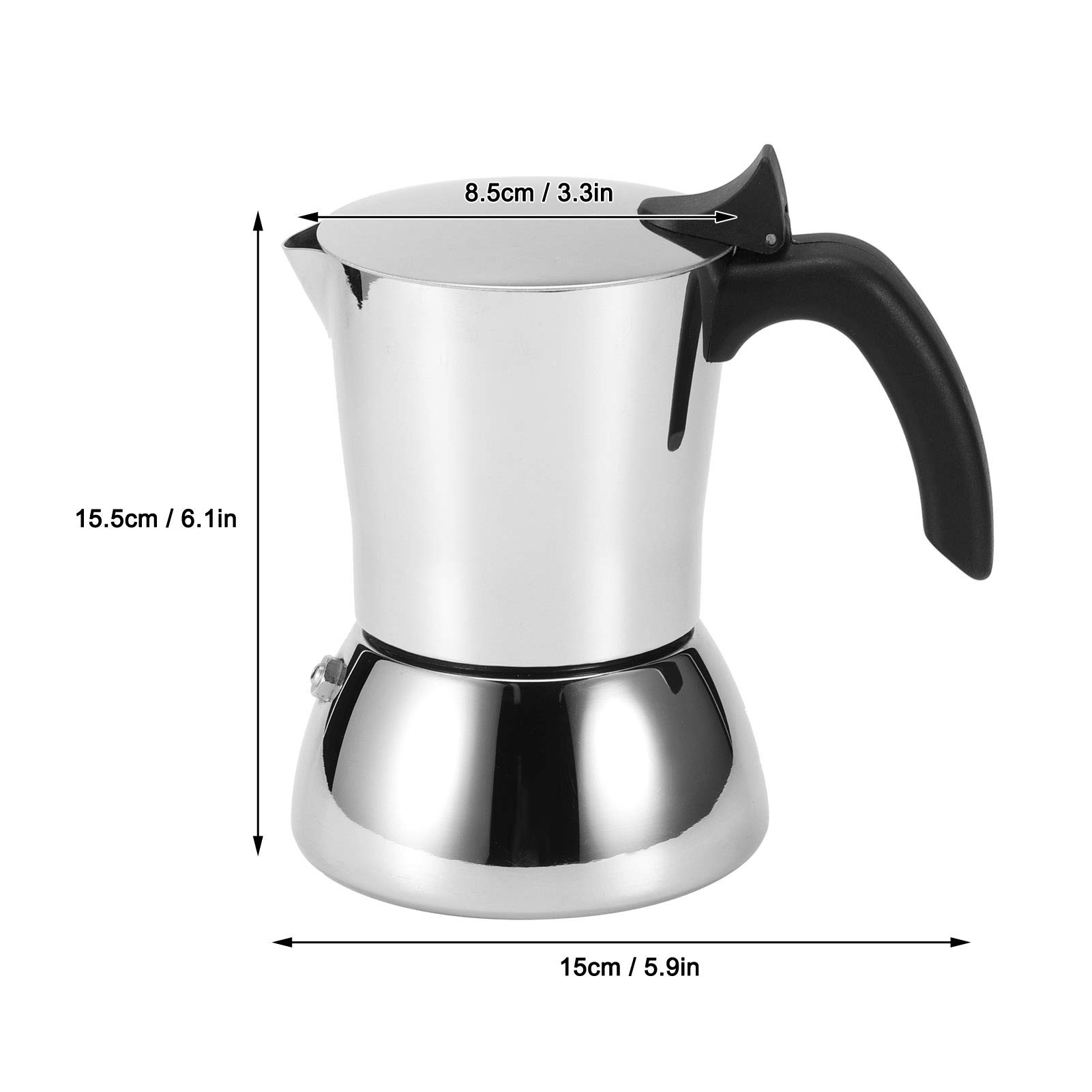 Yosoo 3-Cup Stovetop Espresso Maker - 304 Stainless Steel Moka Pot for Rich Italian Coffee - Perfect for Home, Office & Coffee Shops - Easy Brewing on Gas/Electric Stoves
