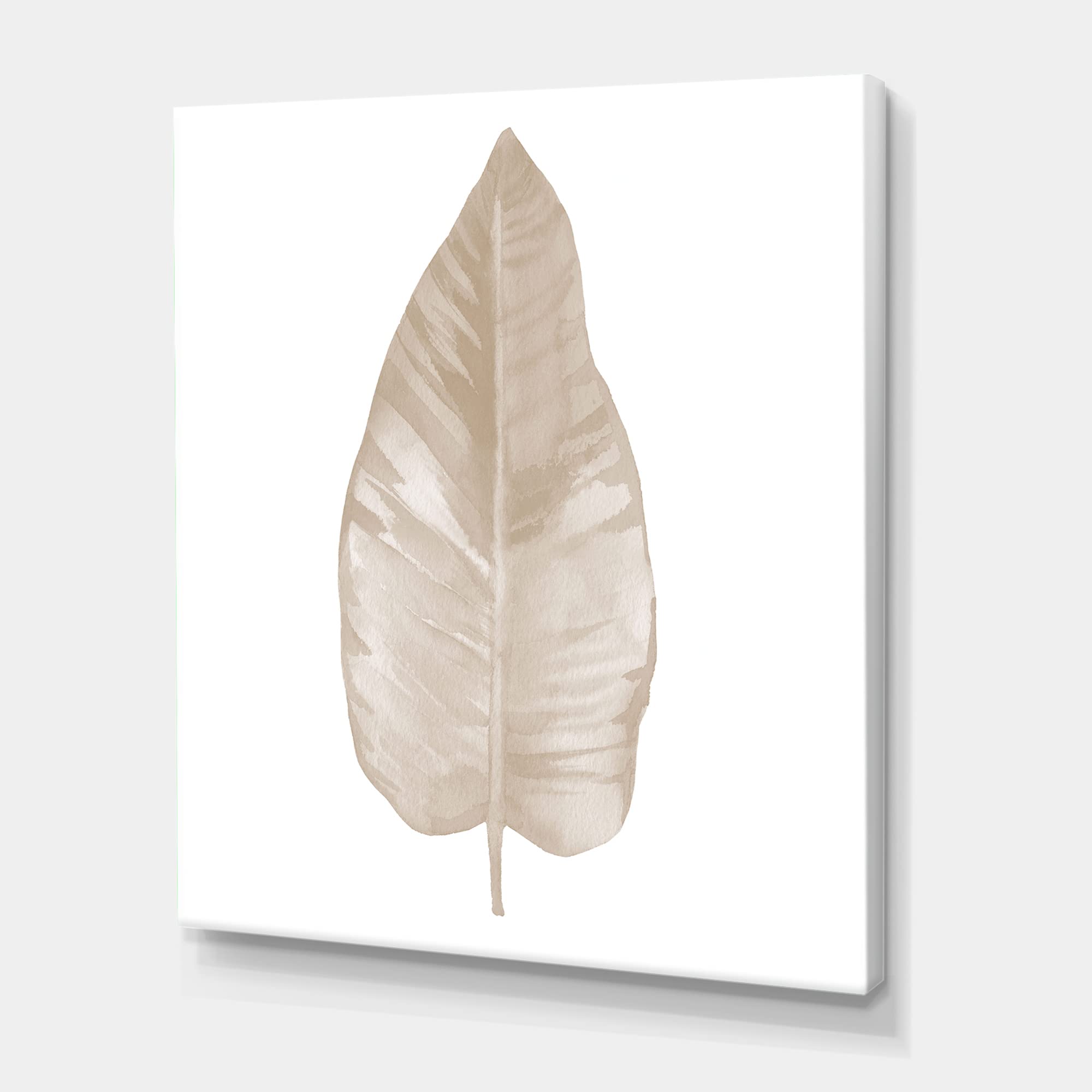 DesignQ Beige Dried Leaf Plant Traditional Canvas Wall Art - Handmade Home Decor for Living Room, Bedroom & Office