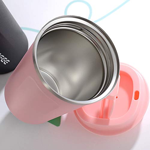 Premium Stainless Steel Travel Mug - 13oz Double Wall Vacuum Insulated Tumbler with Leak-Proof Lid (Pink) - Keeps Drinks Hot/Cold for Hours - Perfect for Commuting, Camping & Office Use
