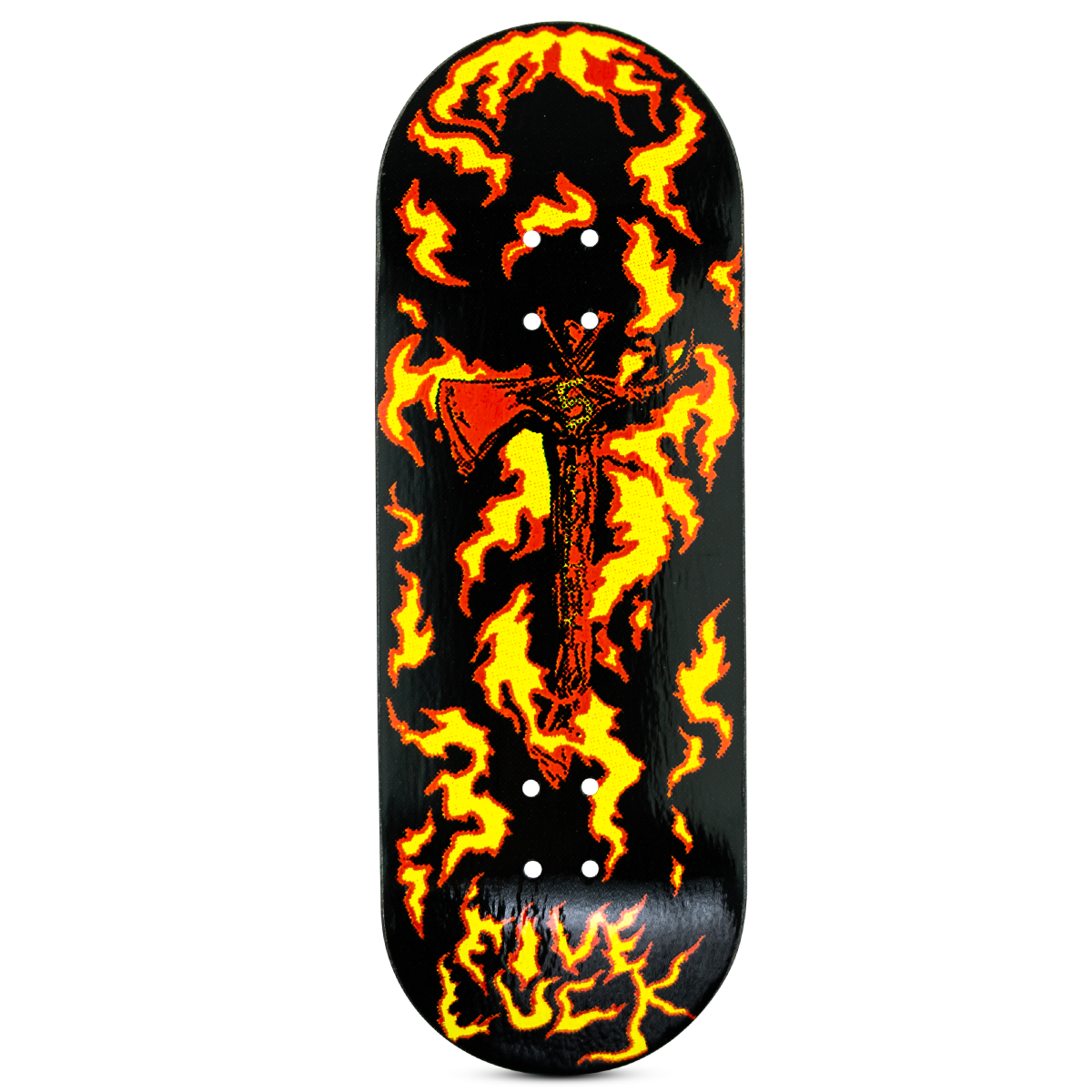 Five Luck Fingerboard Deck - Sacred Axes Black | Professional Mini Skateboard for Finger Tricks & Stunts | Perfect for Office Stress Relief & Skateboard Enthusiasts
