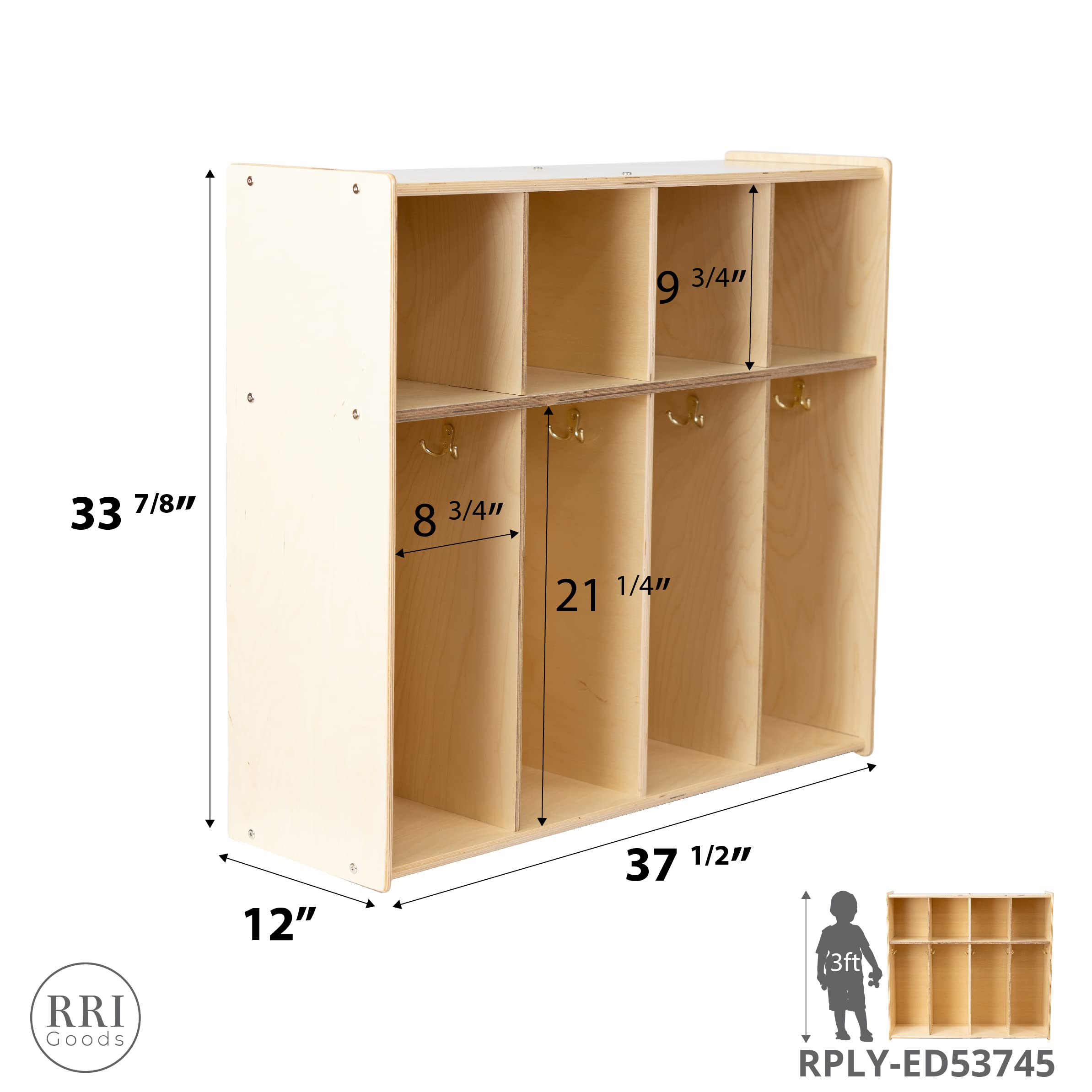 Montessori 4-Section Cubby Coat Rack with Hooks - Kids Backpack Hanger & School Locker Organizer - Storage Shelf for Daycare, Classroom, Nursery & Mudroom Organization